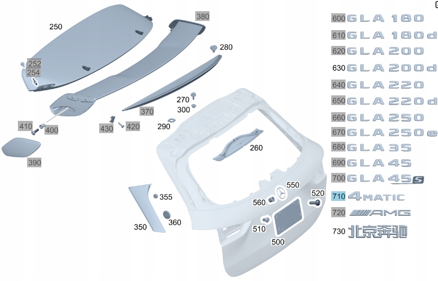 EMBLEMAT 4MATIC KLAPY BAGAŻNIKA MERCEDES GLA