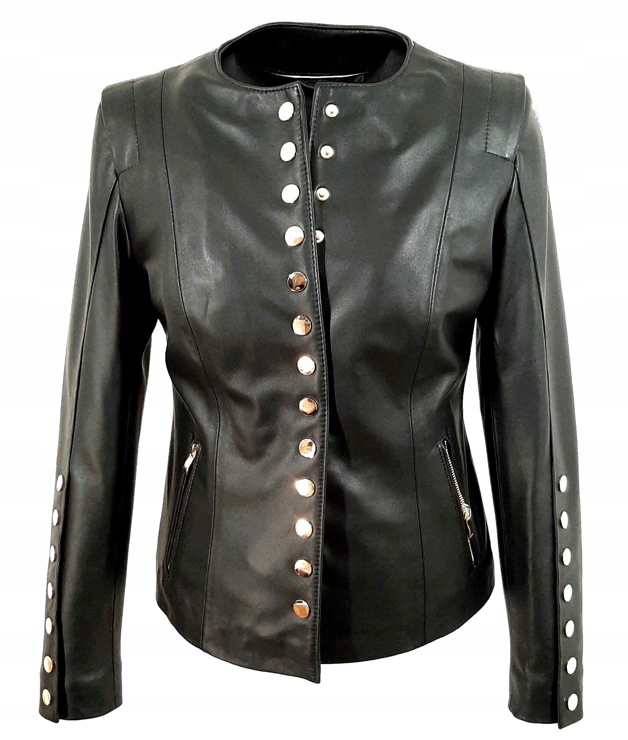 KURTKA SKÓRZANA CHANELKA DAMSKA ZŁOTE LEKKA NOWOŚĆ Rozmiar 44