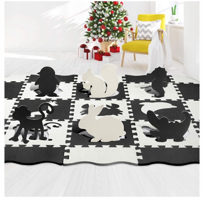 MATA PIANKOWA EDUKACYJNA dwustronna PUZZLE duża zwierzątka 25el 2kol EVA Kod producenta TR058