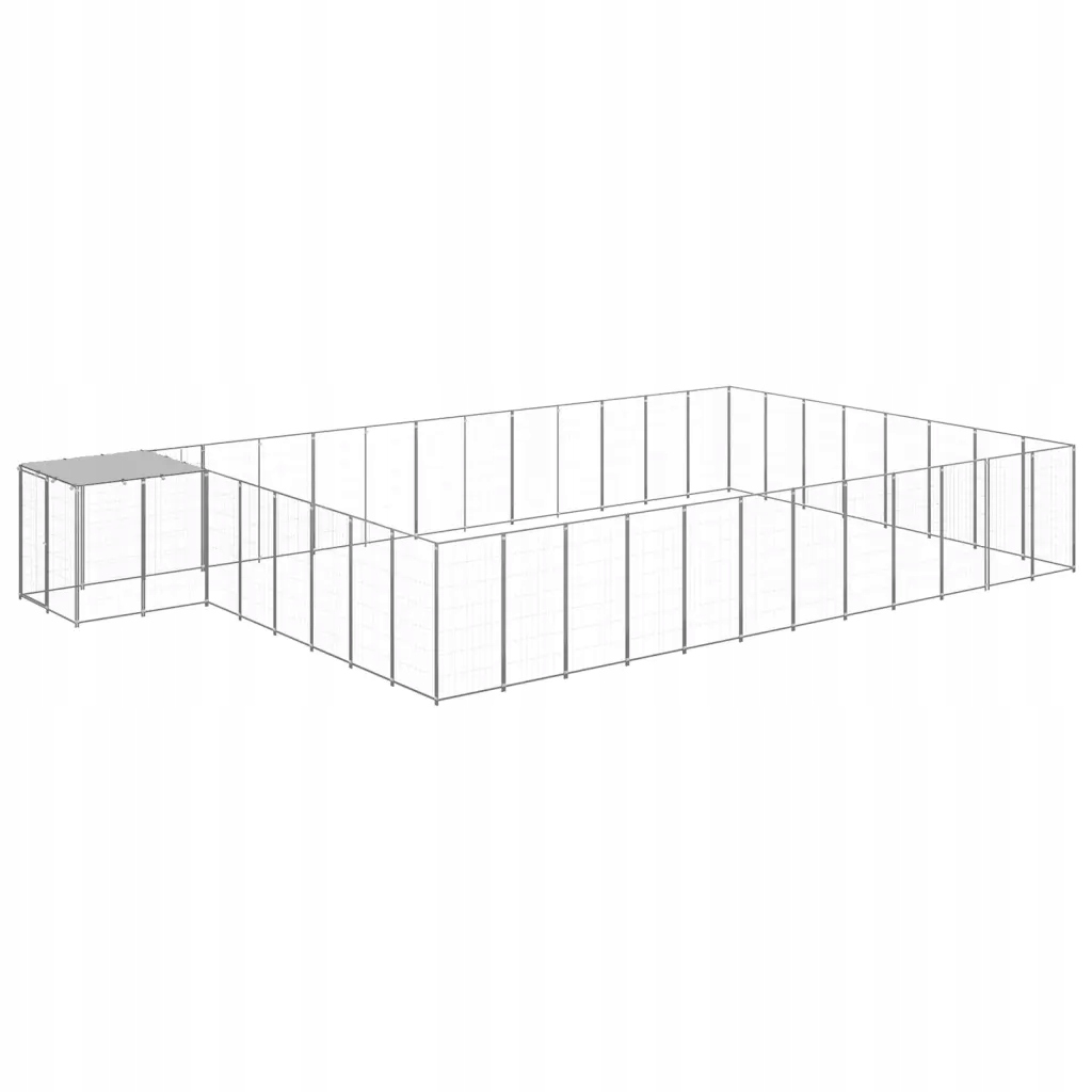 vidaXL Psí kotec stříbrný 30,25 m² ocel