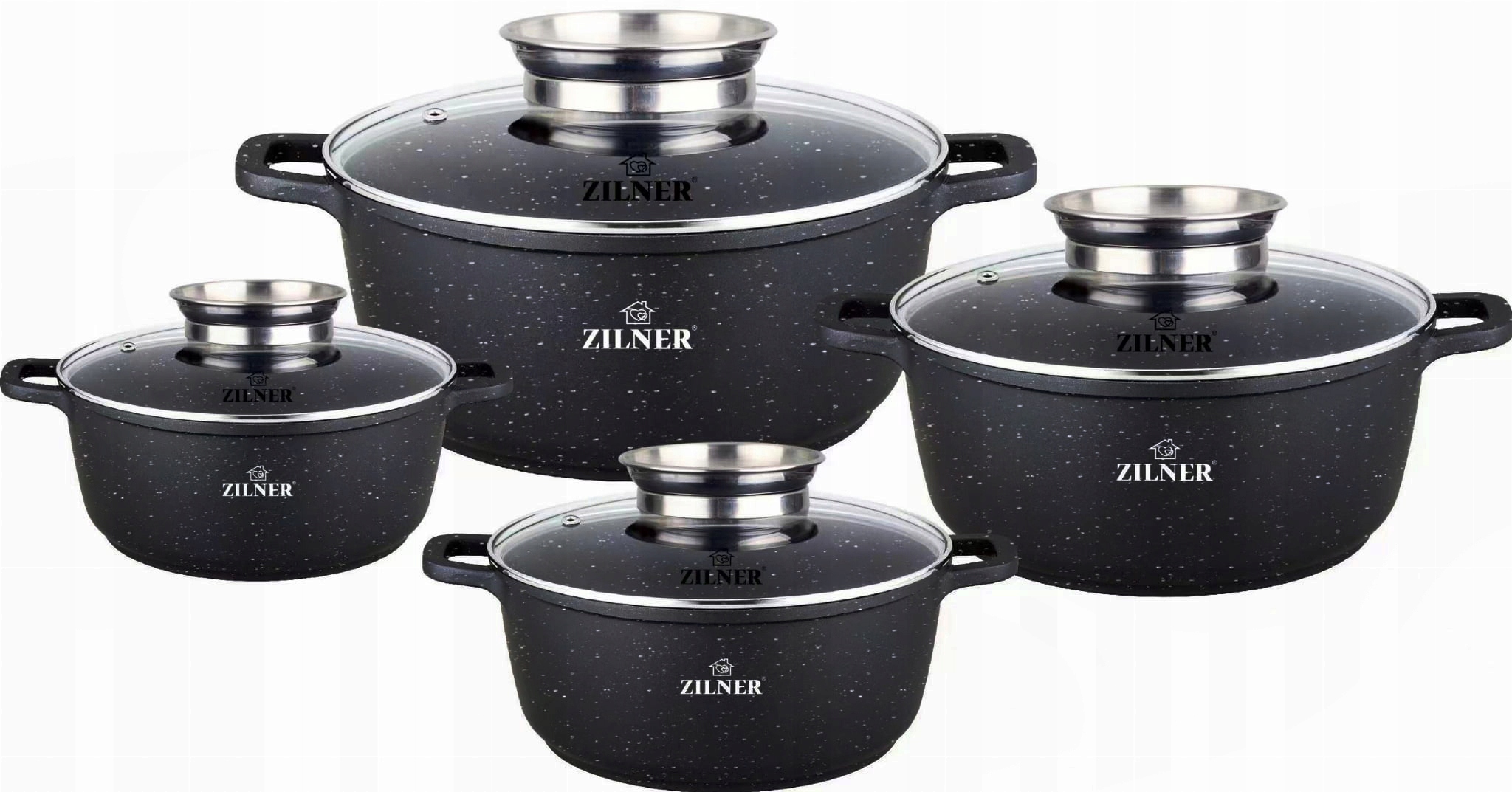 Súprava mramorových hrncov, 8-dielna sada Ks Zilner Premium Aroma Knob