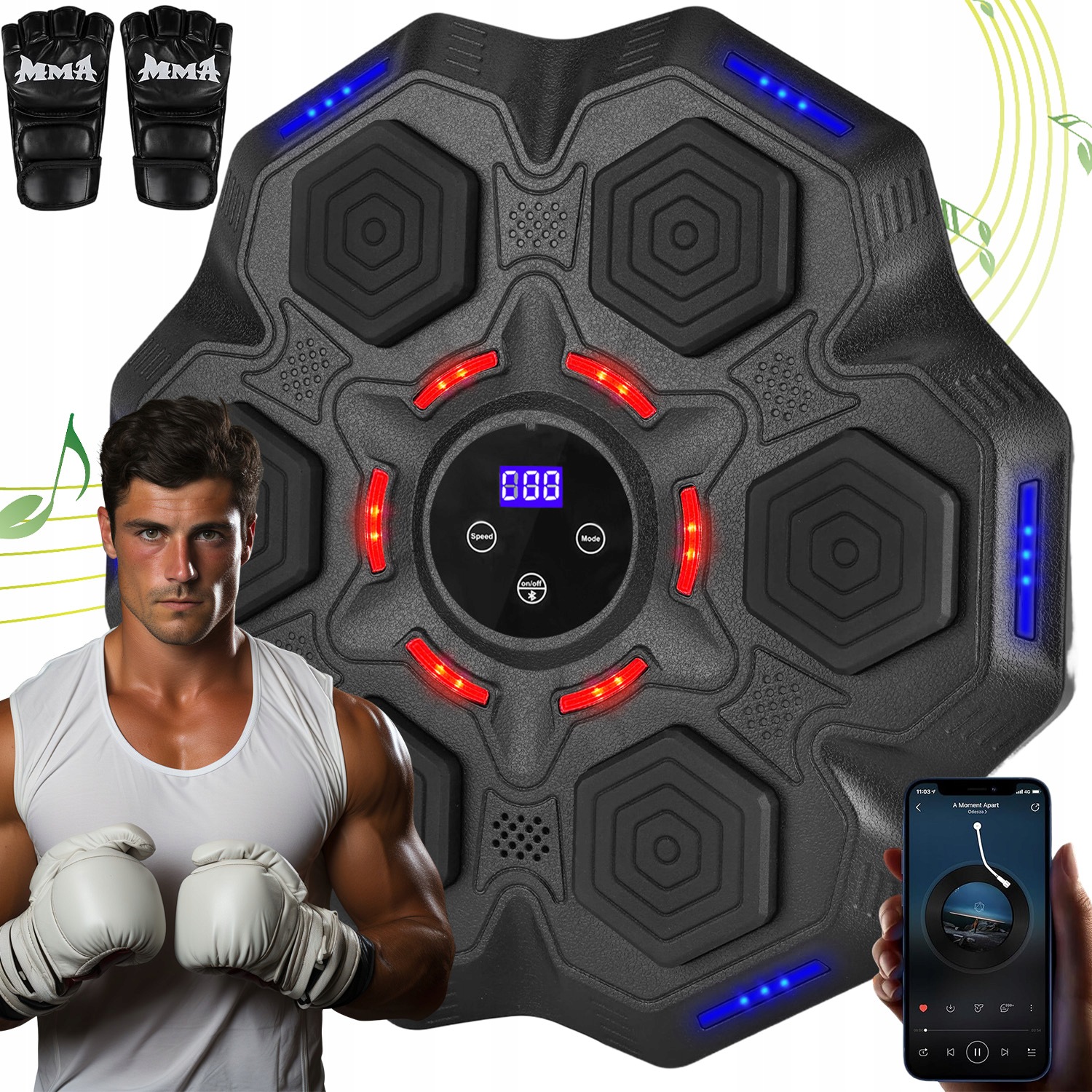 Music Boxing Machine Boxovací Stěna Hudební Štít Bluetooth 9 Režimů