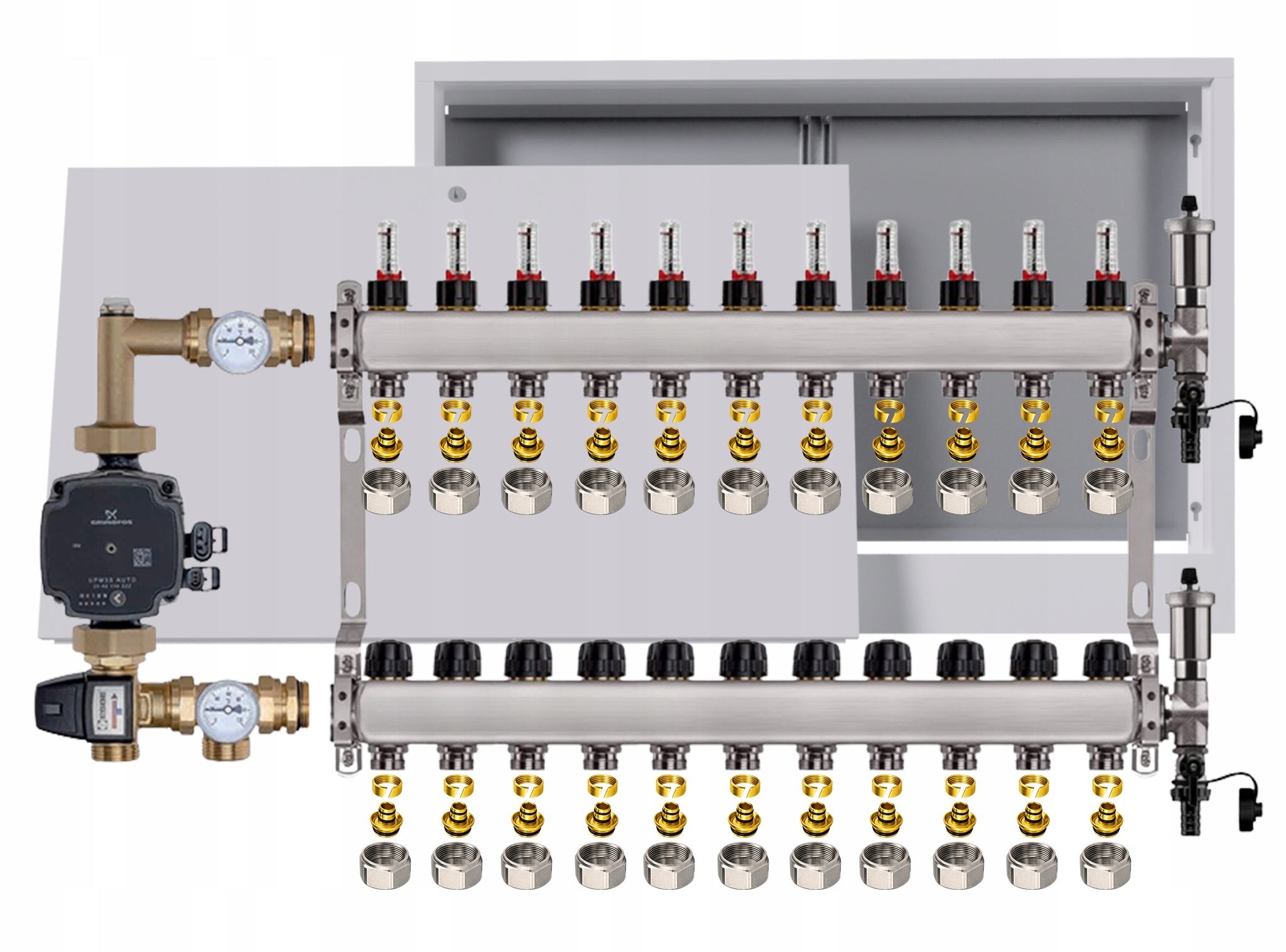 Nerezový rozdělovač pro podlahovku 11 box Pompa Grundfos Pex