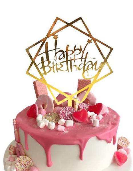 

Topper na tort Happy Birthday złoty