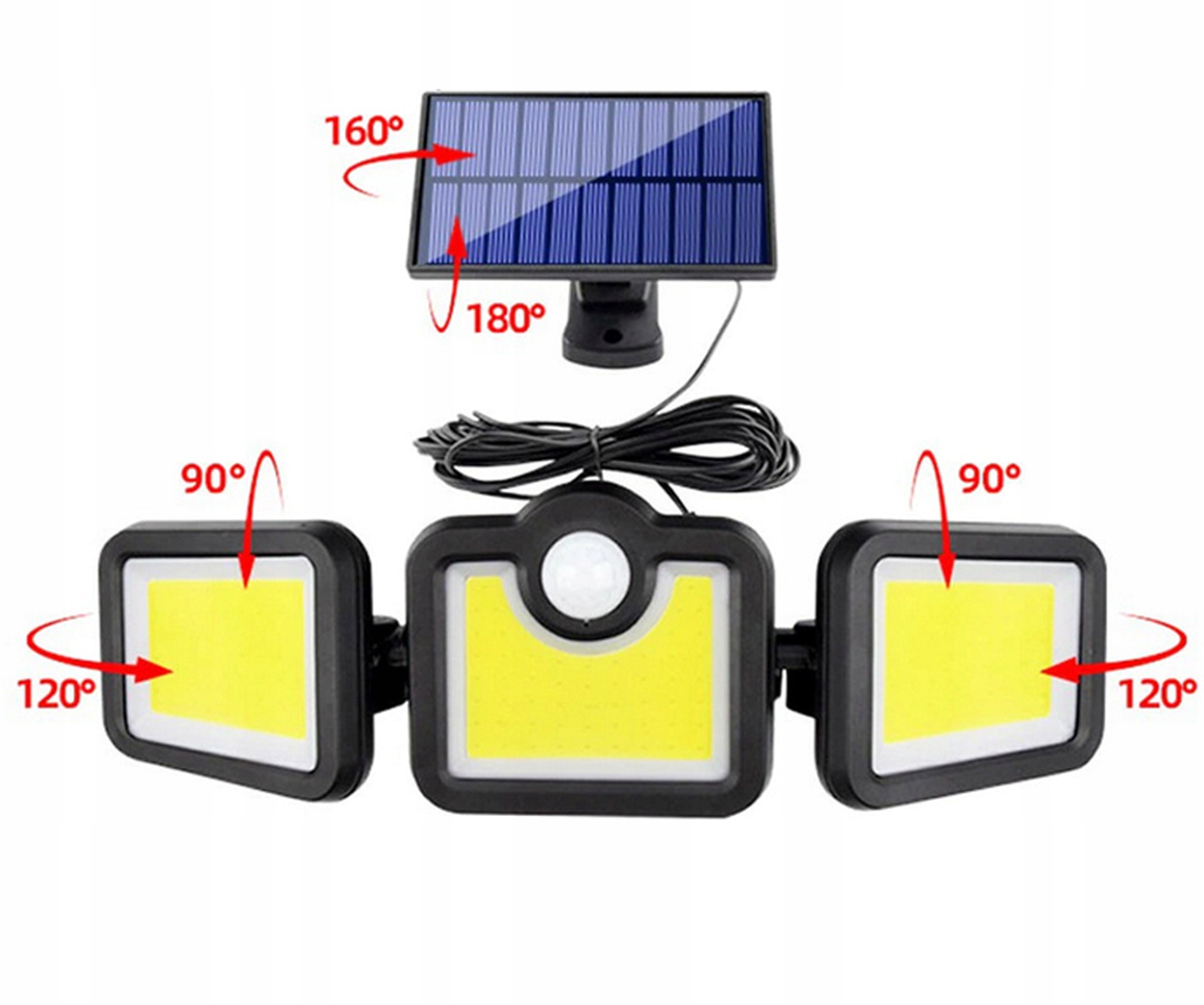 LAMPA SOLARNA HALOGEN SOLARNY PANEL CZUJNIK RUCHU ZMIERZCHU +PILOT LED Moc 3 W