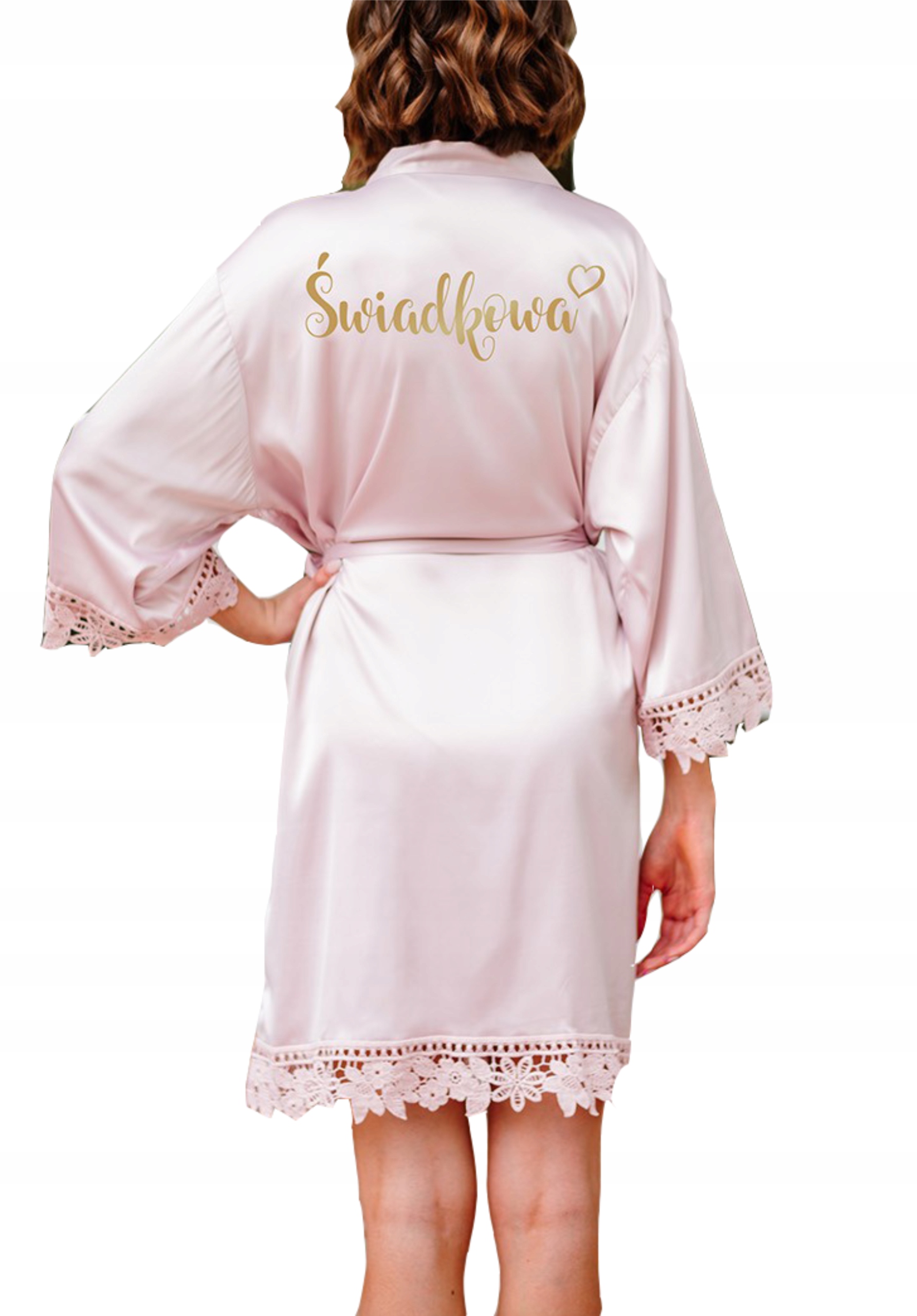 Župan starorůžová s krajkou, saténový, elegantní, univerzální