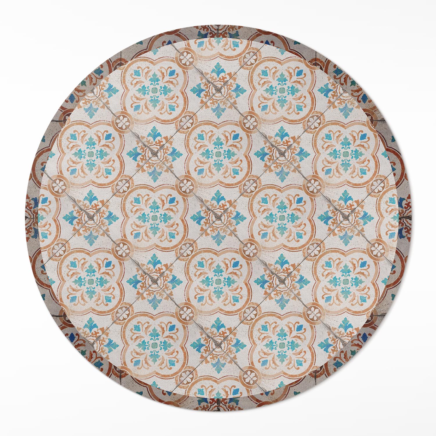 Okrúhly vinylový koberec do kancelárie Starožitný dizajn, krásna mozaika ⌀ 150 cm