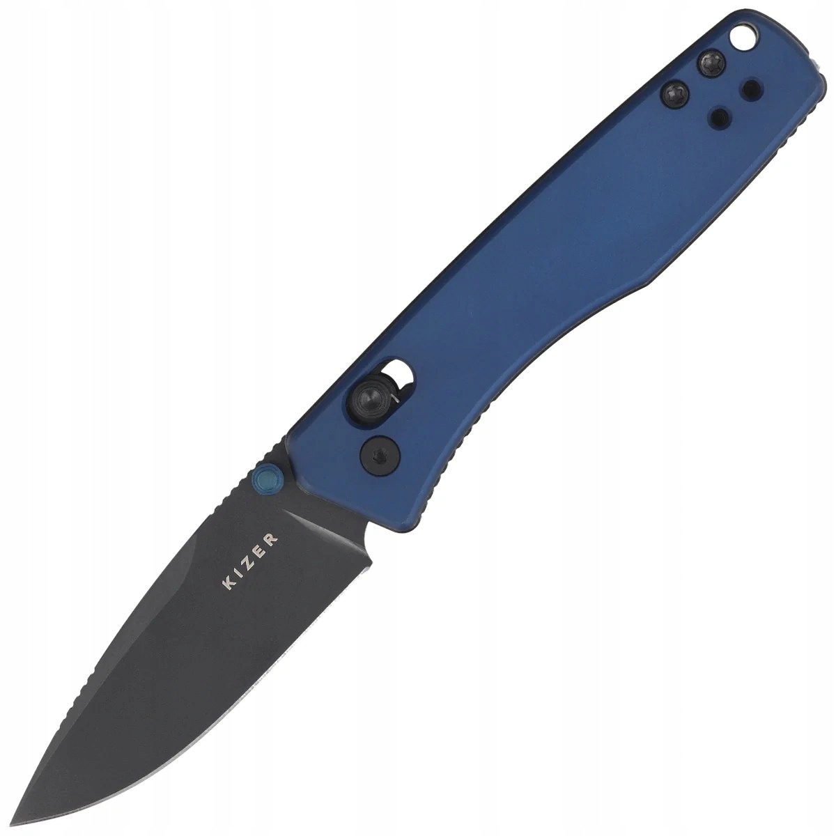 Nóż składany Kizer Aegis Blue Aluminum, Black Matte DLC (V3774A3)