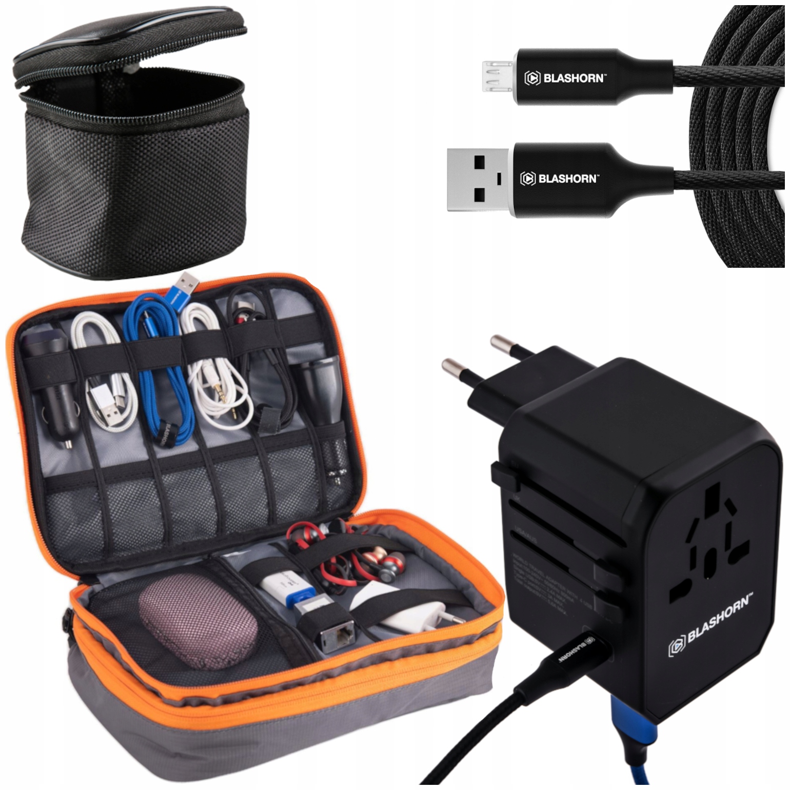 Síťová Nabíječka Organizér Taška Kabel Micro 1,8