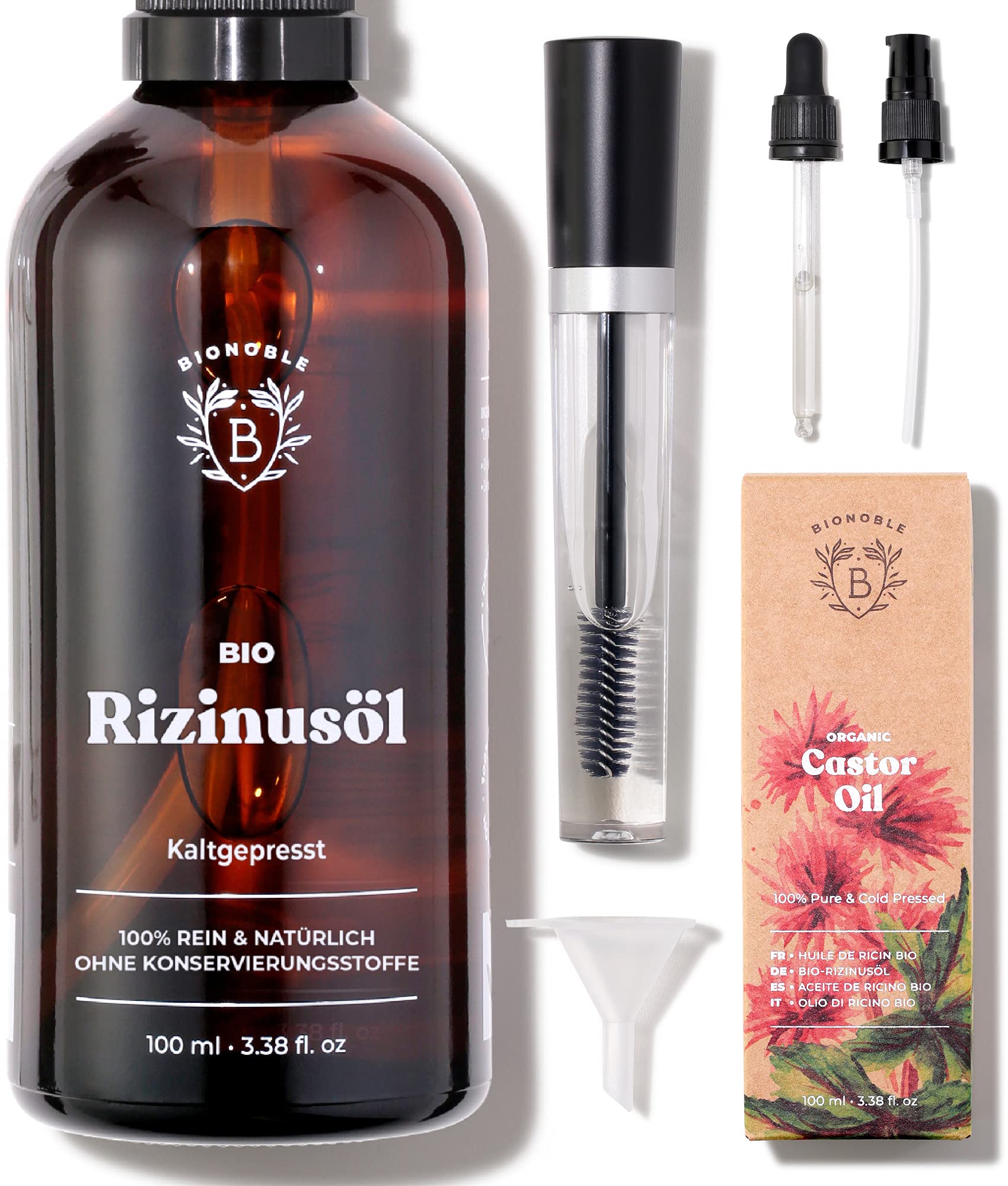 BIONOBLE Olej Rycynowy Bio 100ml Naturalny Do Włosów Brwi Rzęs Paznokci