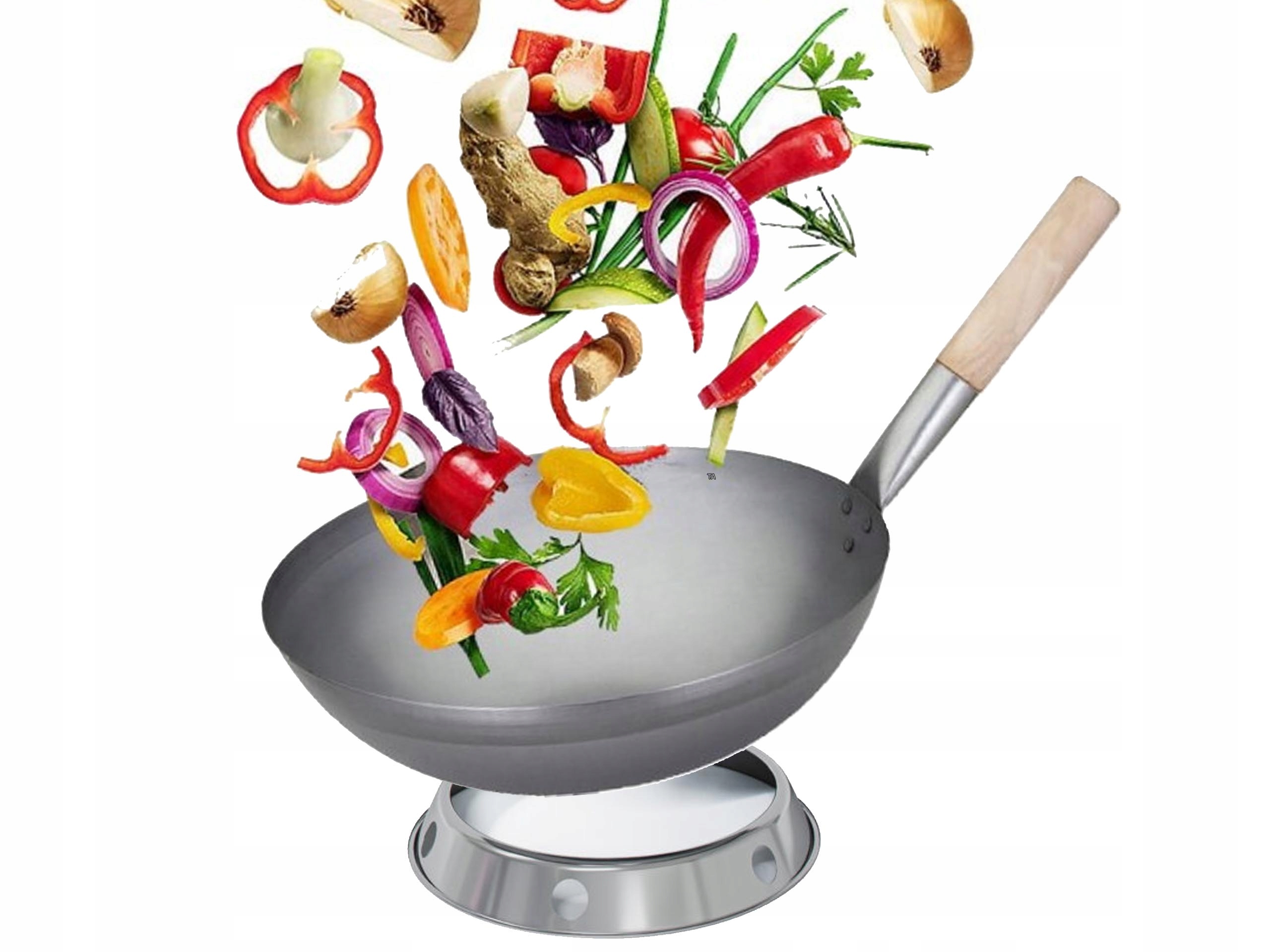 Čínský wok Kovaná ocelová pánev 16" 40 cm kroužek Podstavec pro wok