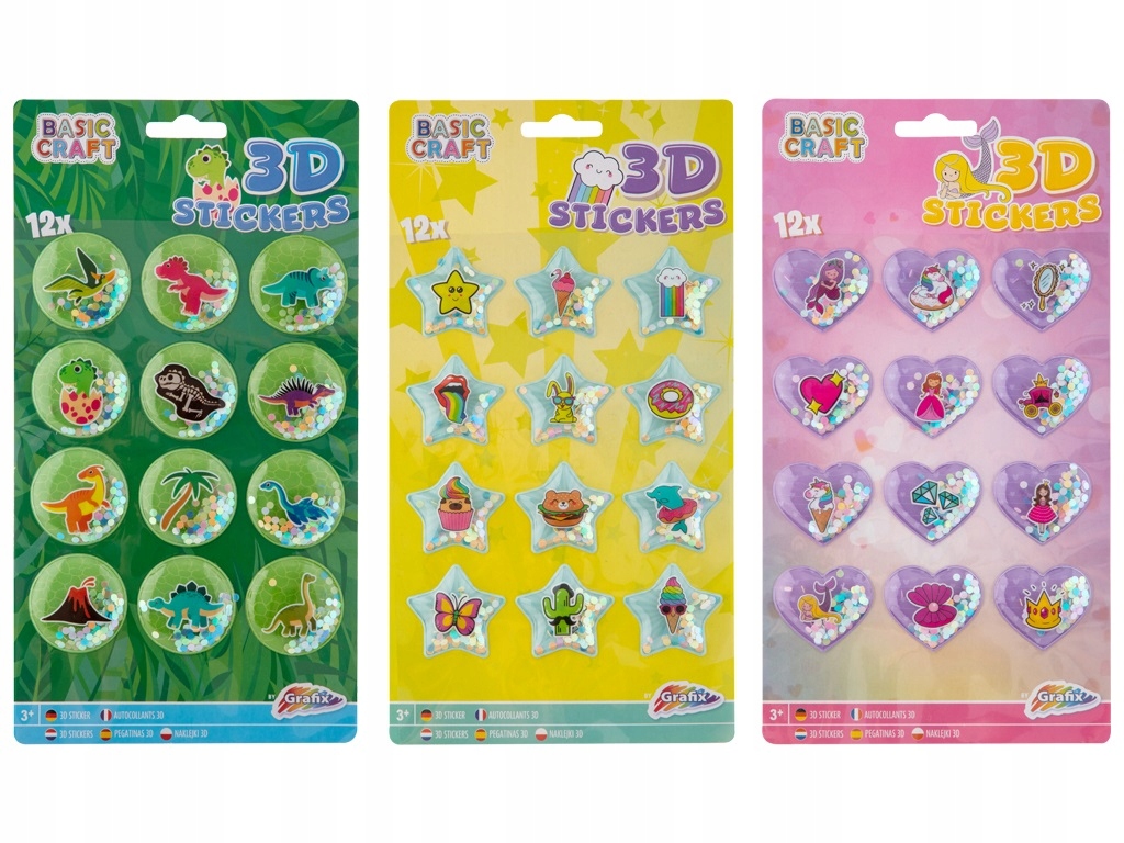 

Naklejki Brokatowe Wypukłe 3D 12 sztuk Zestaw