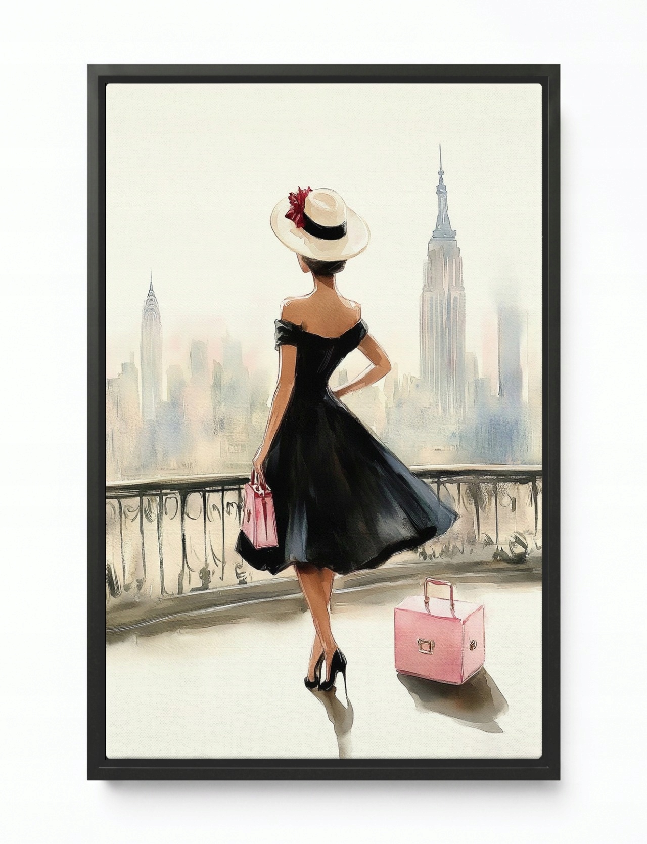 Obraz Rám Americký Box Retro Žena Cestování New York Manhattan 40x60