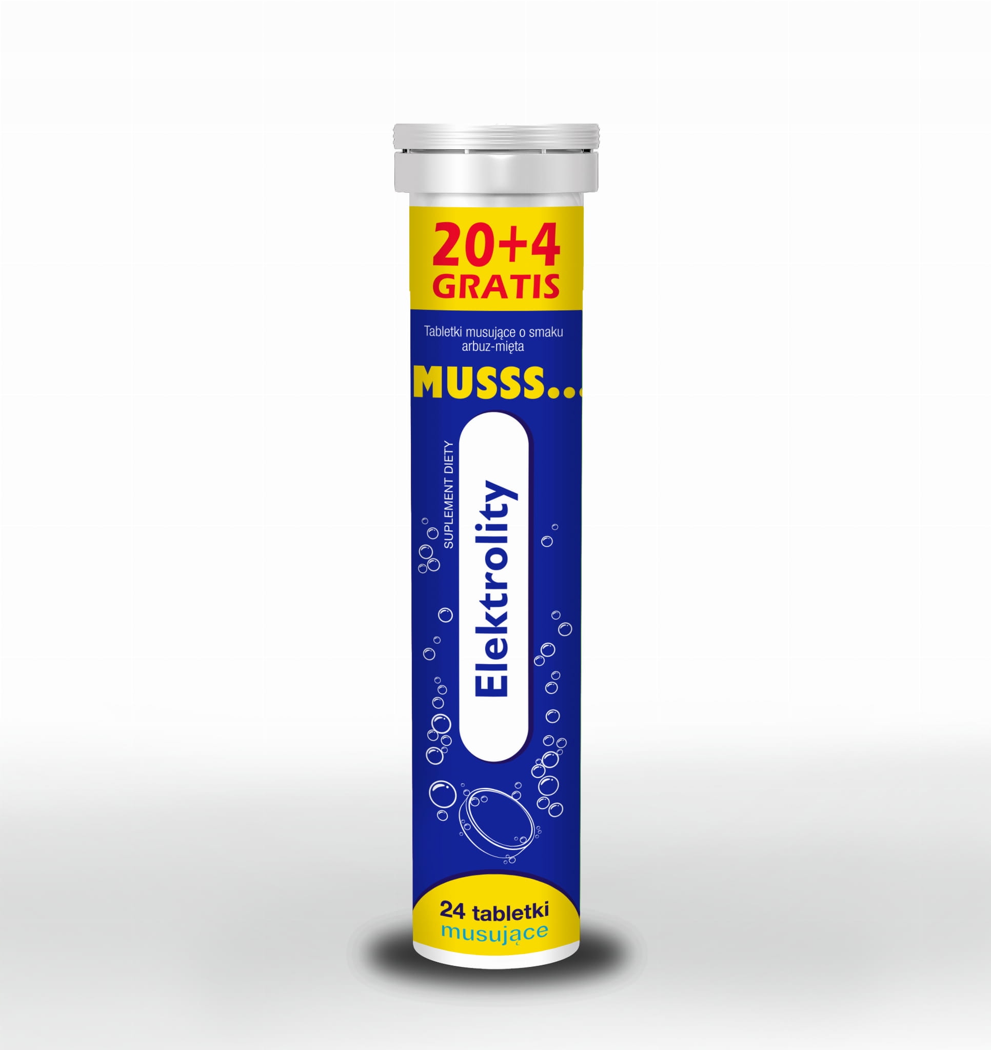 Levně Musss Elektrolyty Šumivé tablety s příchutí melounu Máta 24 tablet