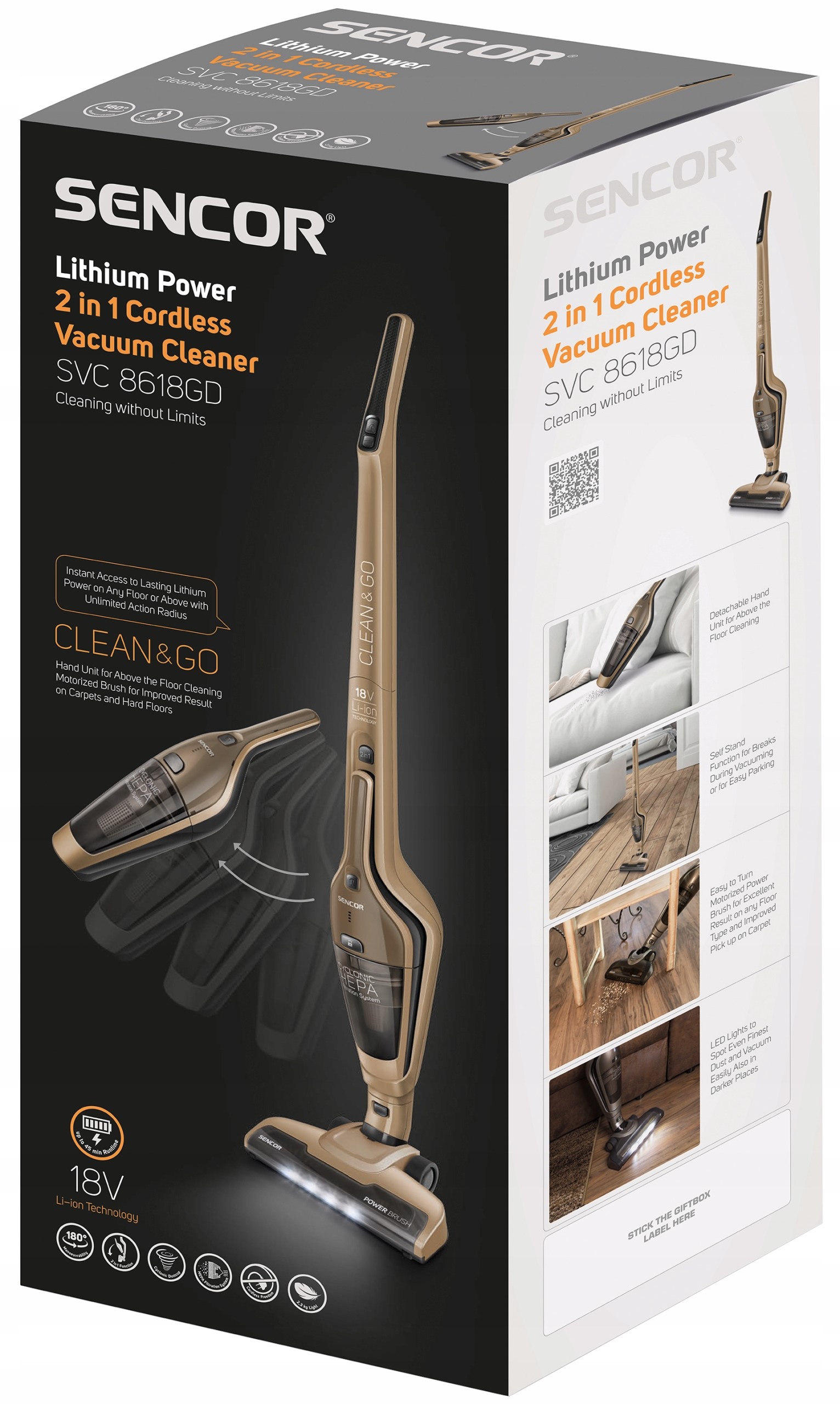 Odkurzacz bezprzewodowy pionowy Sencor bezworkowy Odłączany odkurzacz ręczny tak