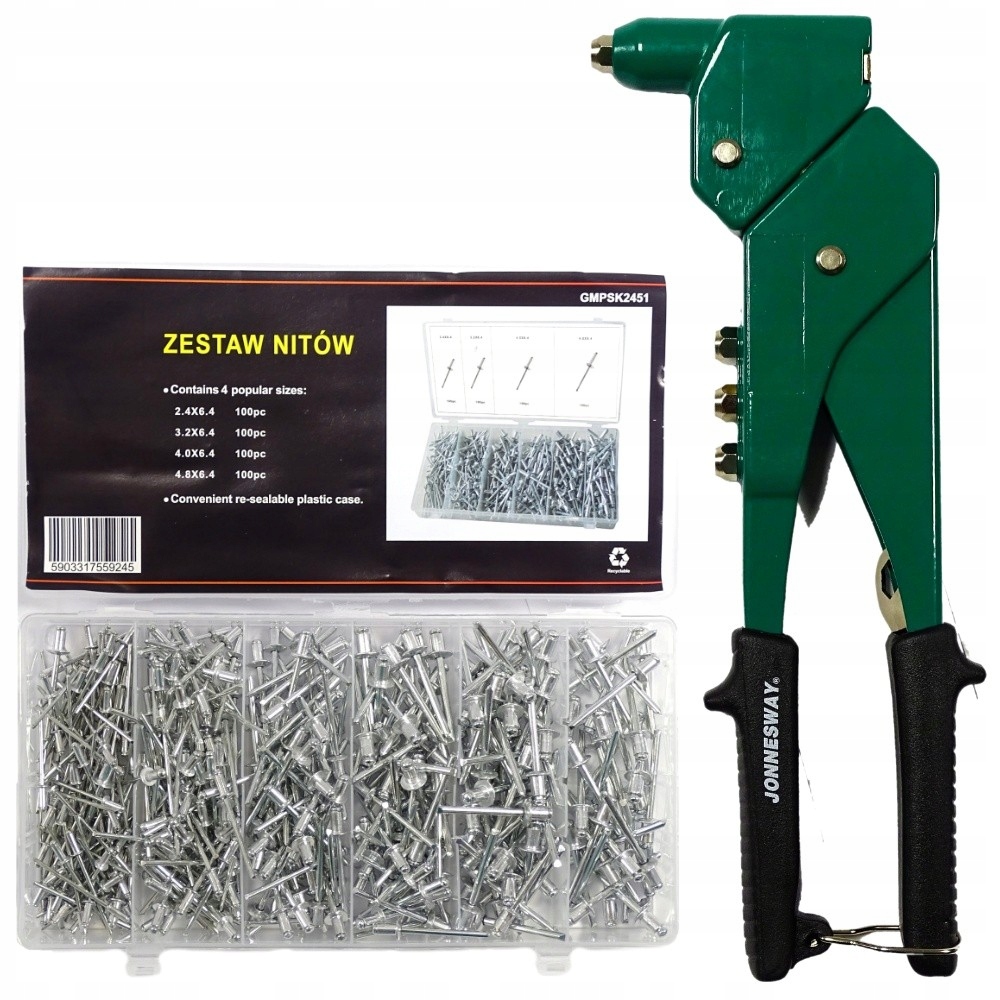 

Nitownica obrotowa nity 400szt 2.4-4.8 mm Zestaw