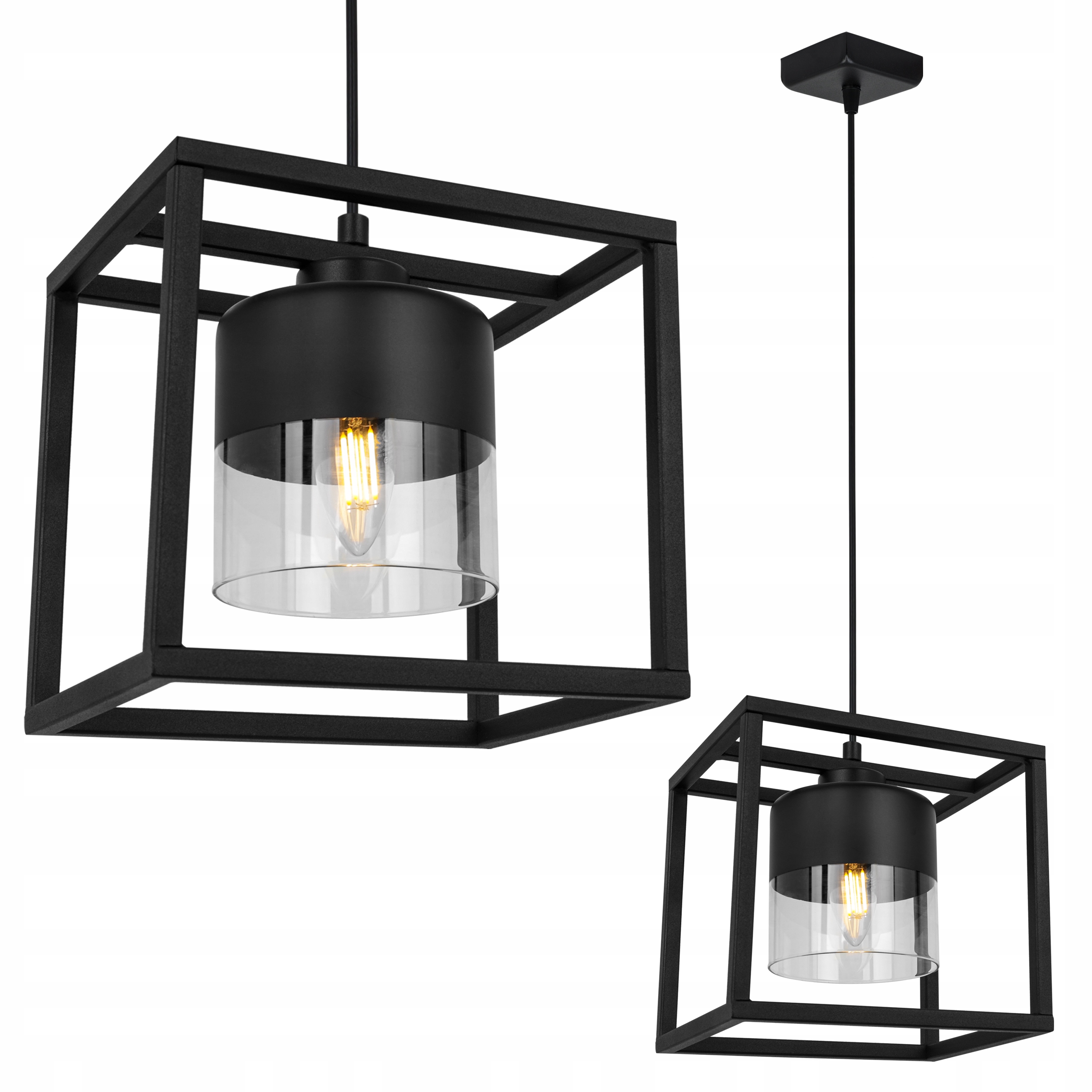 

Lampa Wisząca Loft Klatka Nowoczesna Szklany Klosz