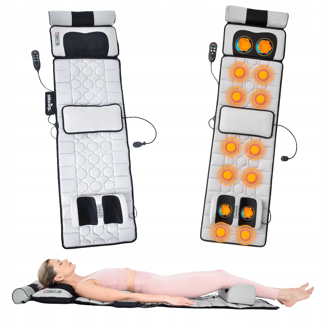 Mata Masująca Wibracyjna Do Masażu Pleców Na Fotel Materac 170x50 cm Szara