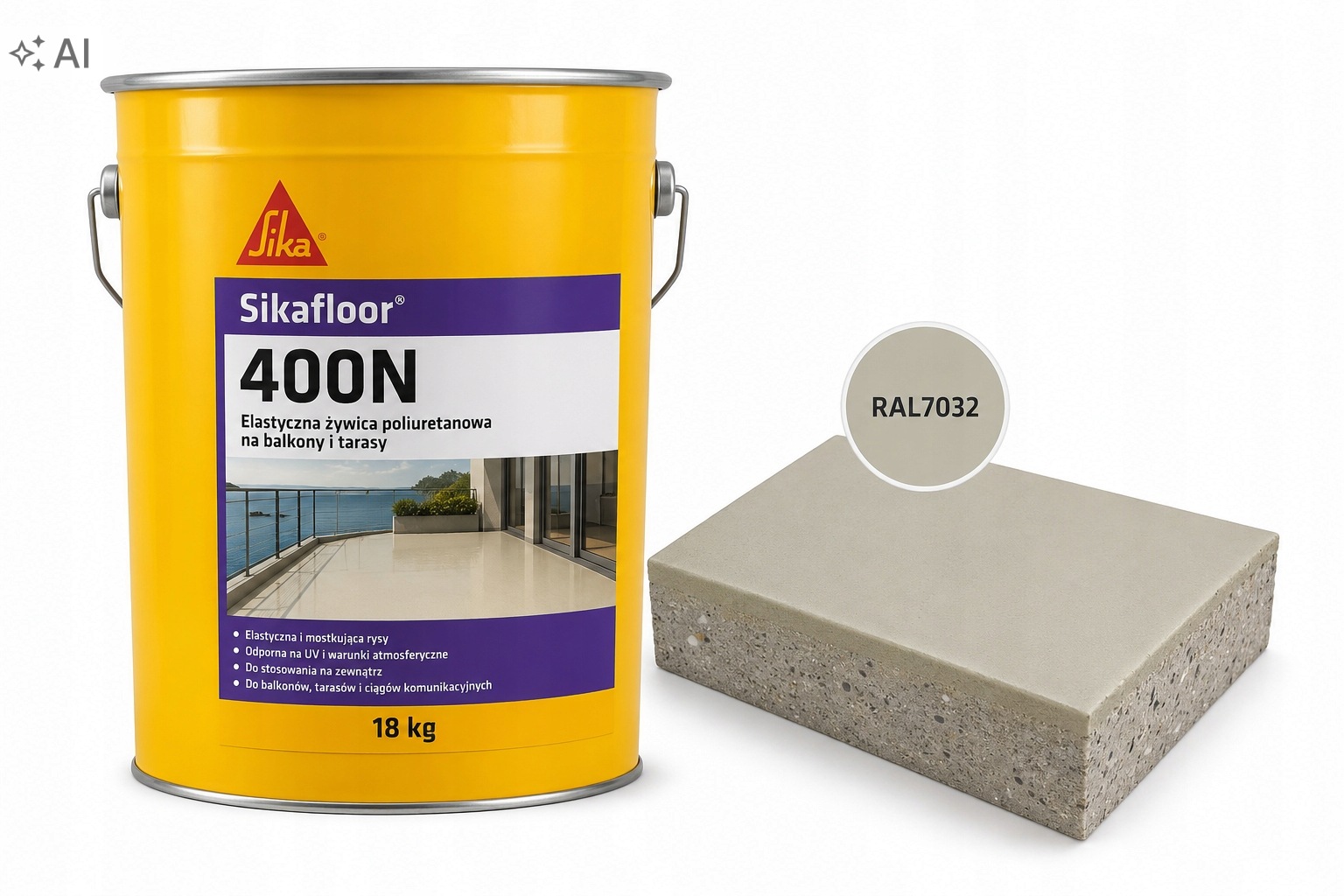 18KG na Beton balkon Taras farba wodoszczelna Żywica Sikafloor 400N RAL7032