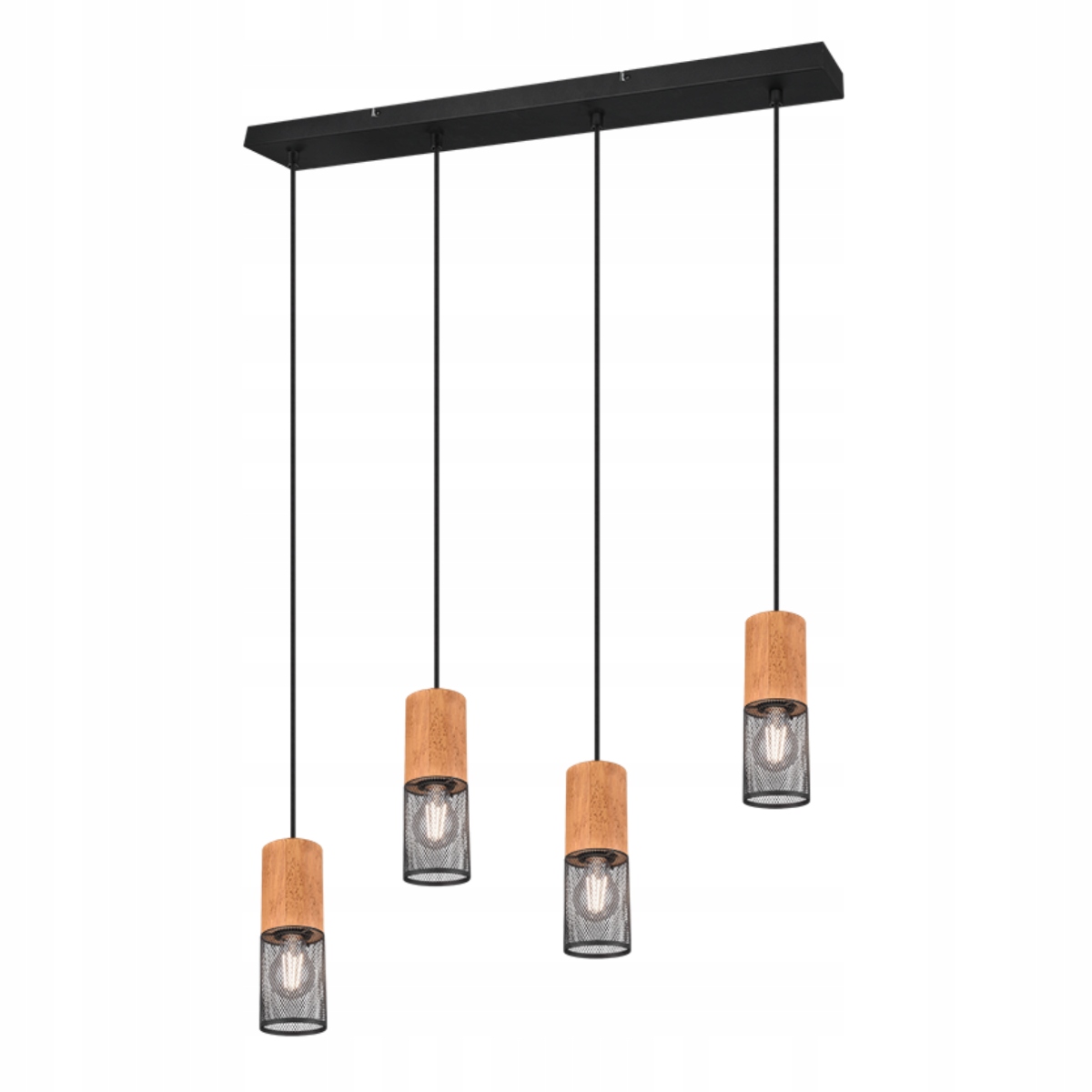 Závěsná lampa tuba loft x4 Tosh dřevo černá Trio