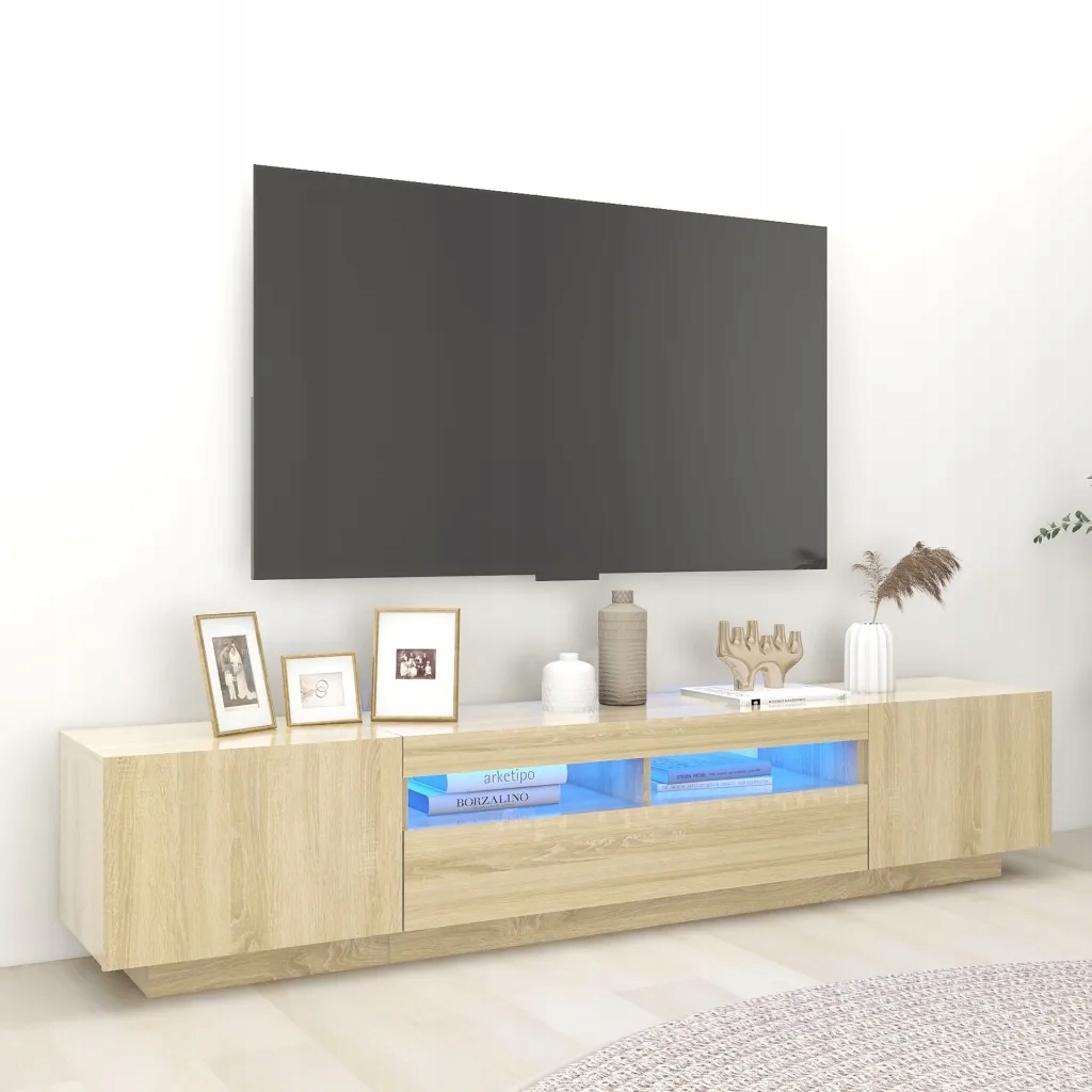vidaXL Tv skříňka s Led osvětlením dub sonoma 200 x 35 x 40 cm