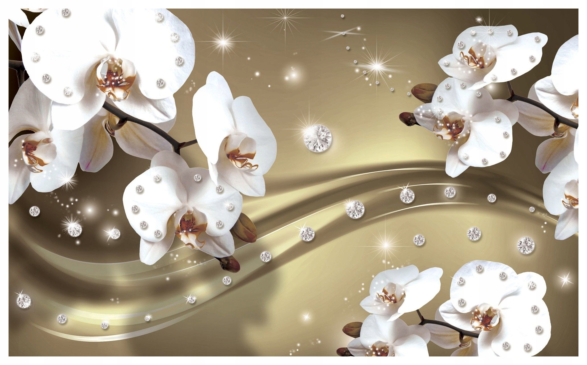 Vliesová fototapeta Orchideje zlato diamanty květiny lesk 254x184 lepidlo