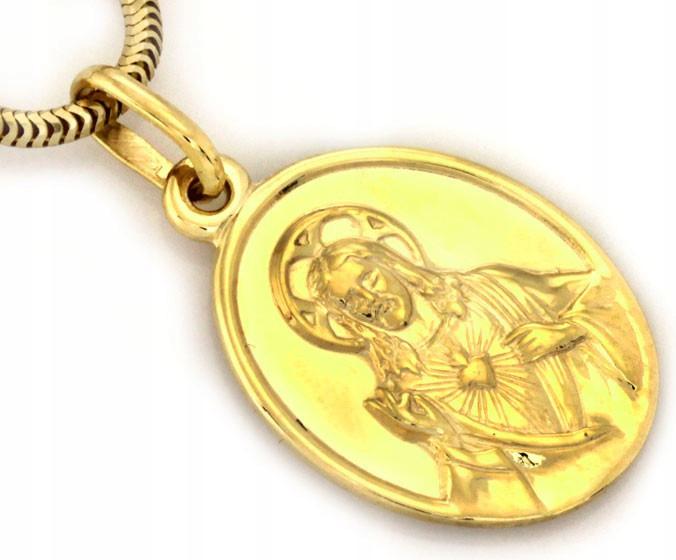 Medailon Panna Maria Škaplerská ze zlata 585 oboustranný pro svaté přijímání