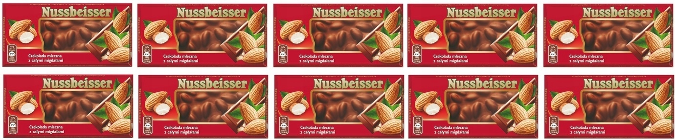 Levně 10 x 100 g Nussbeisser Čokoláda s mandlemi