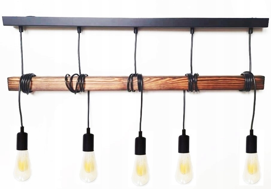 

Lampa żyrandol drewno 5xE27 Loft Czarna