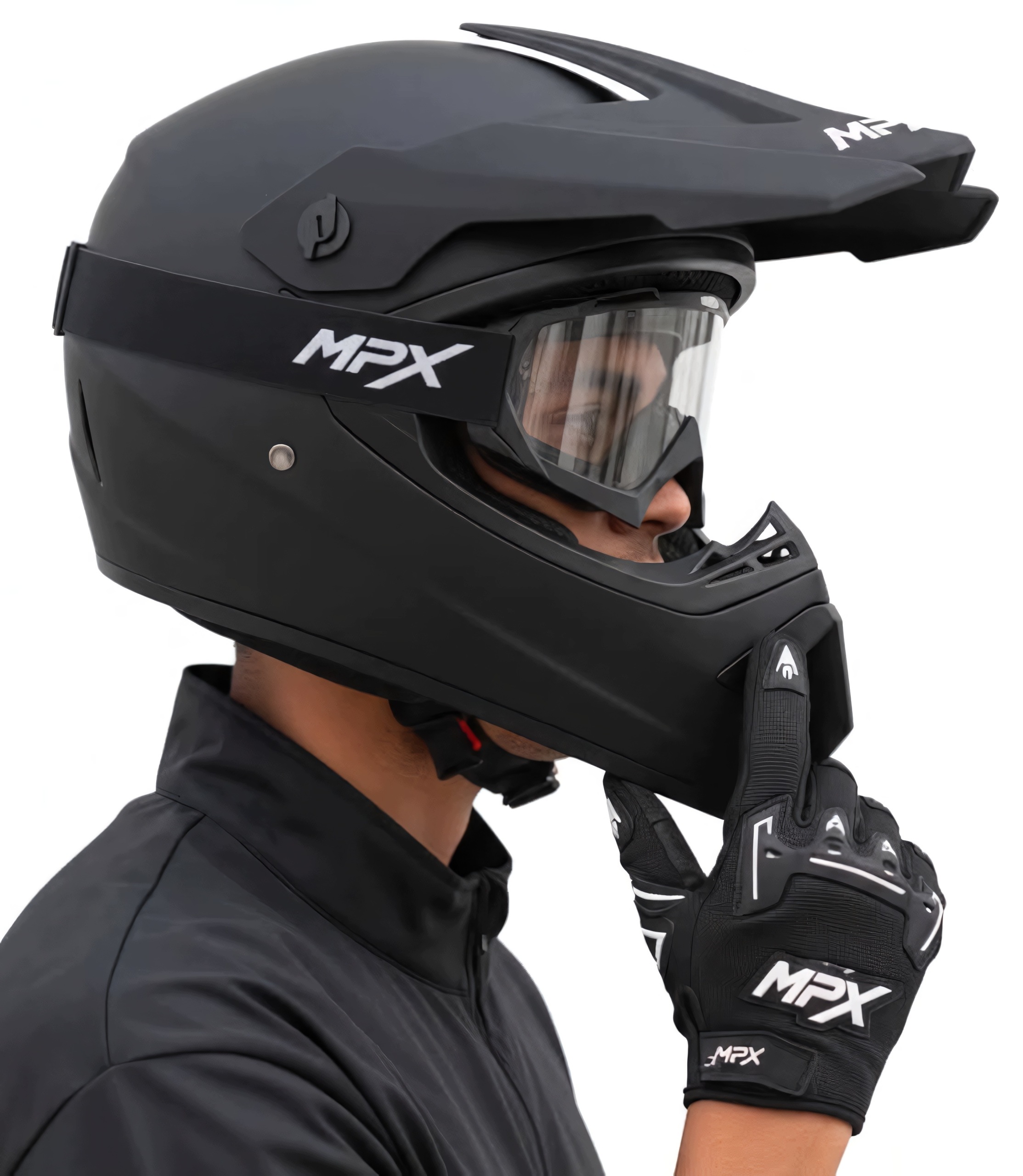 Kask Czarny Mat Hulajnoga Elektryczna+gogle Rękawice Zestaw S 55-56cm