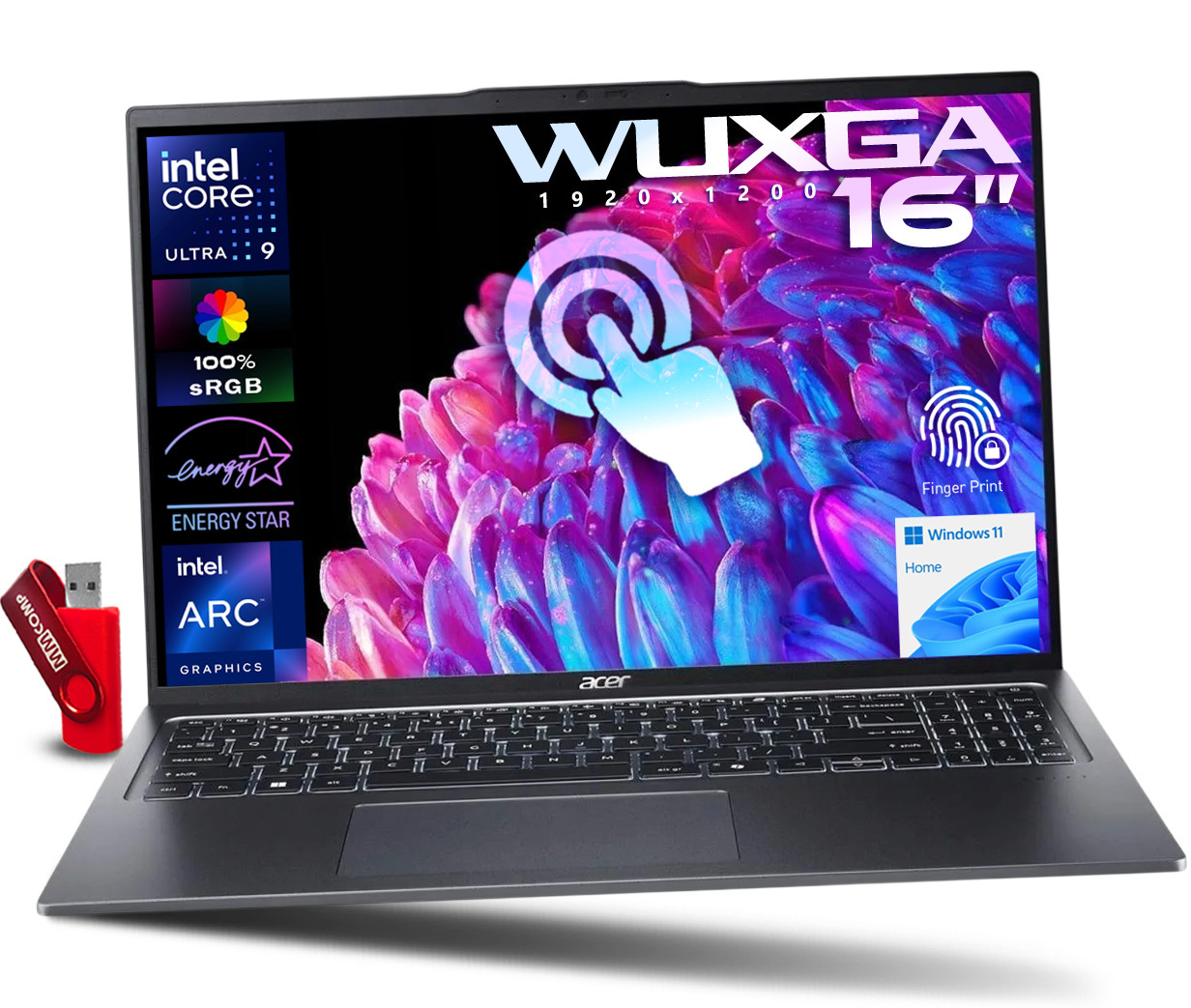 Notebook Acer Swift Go 16 Core Ultra 9 185H 32GB 1TB Ssd Wuxga Ips 100 % sRGB