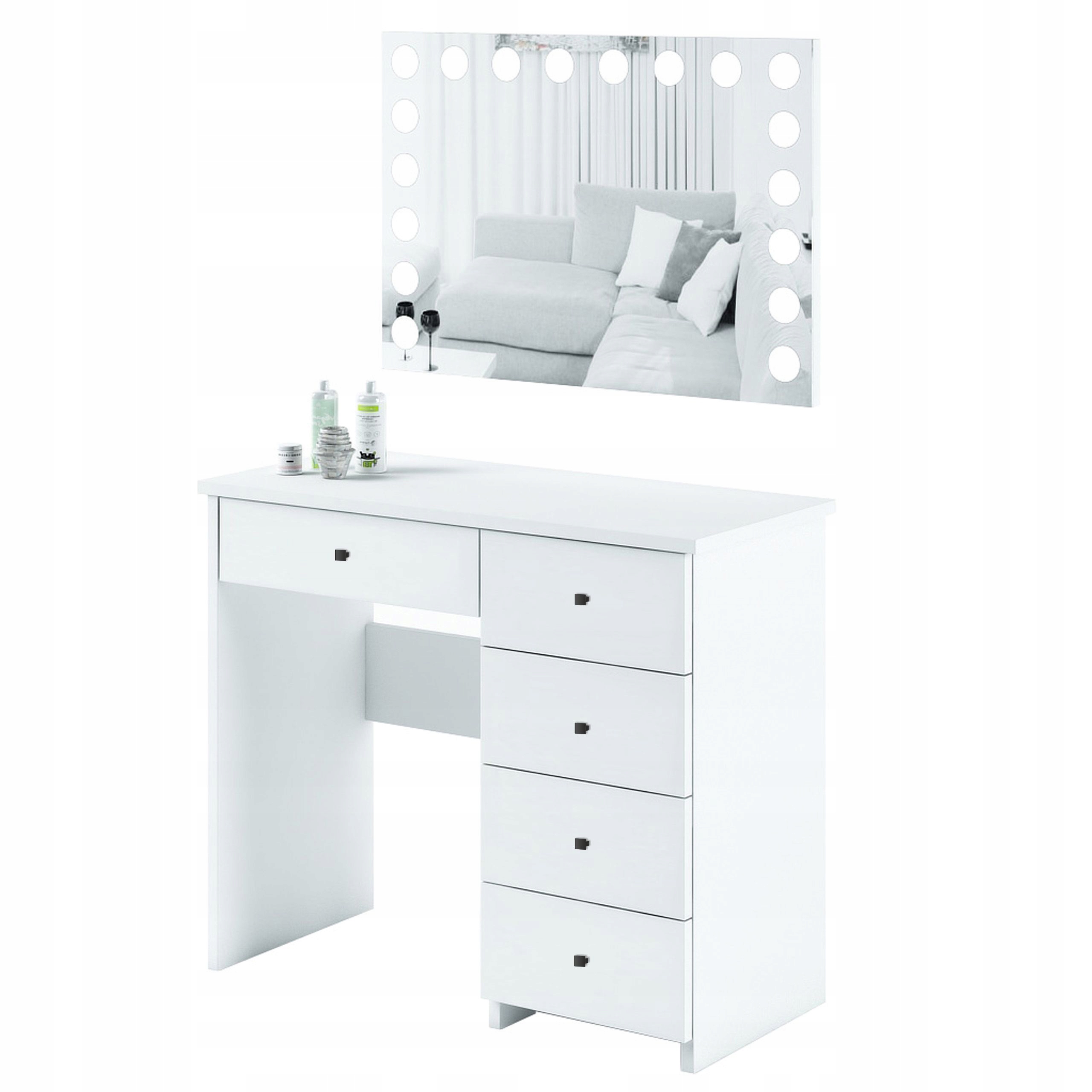 TOALETKA V KOSMETYCZNA BIAŁA LUSTRO VISAGE LED