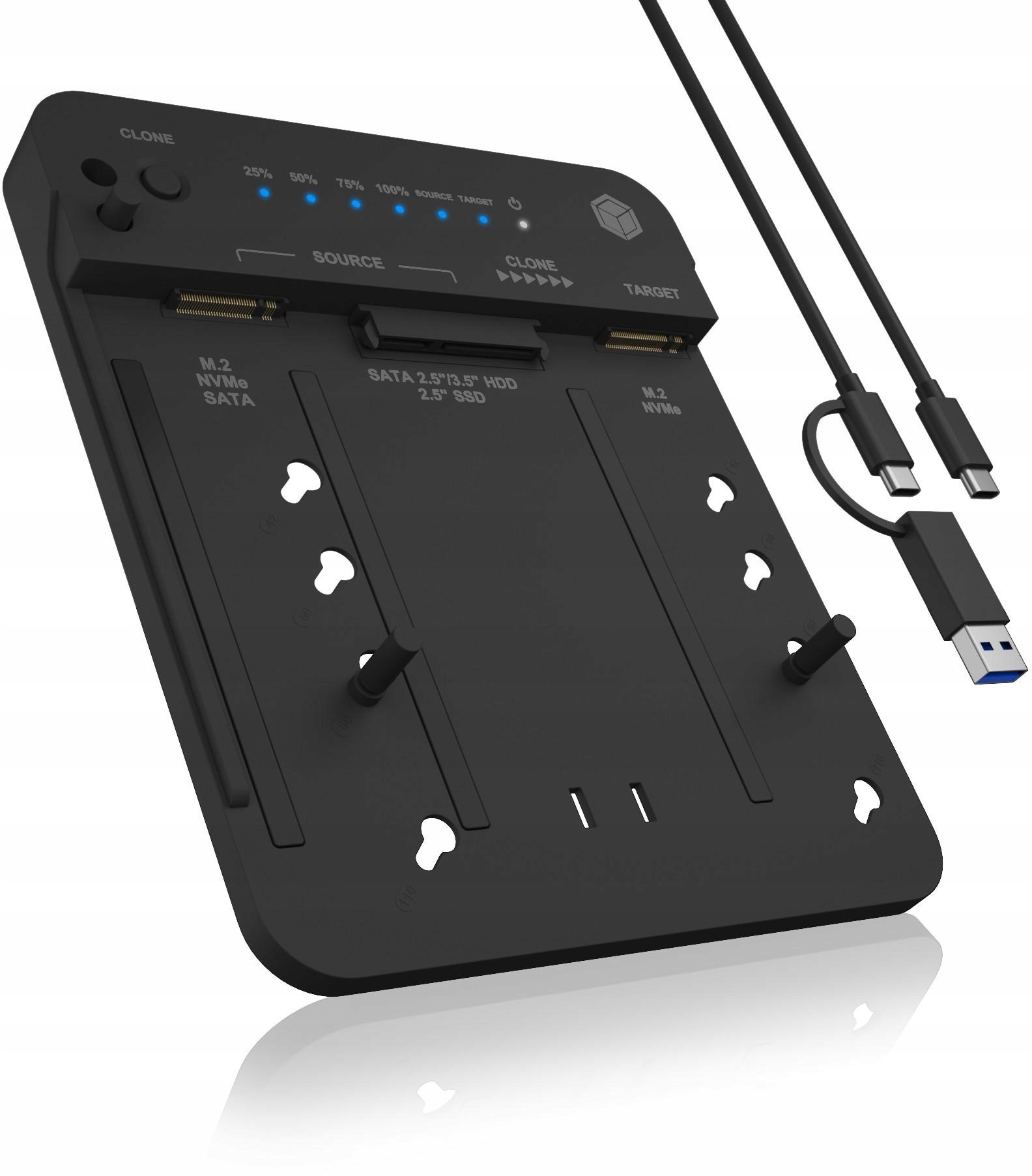 Klonovacia a dokovacia stanica IcyBox IB-2913MCL-C31 pre M.2 NVMe Ssd a Hdd
