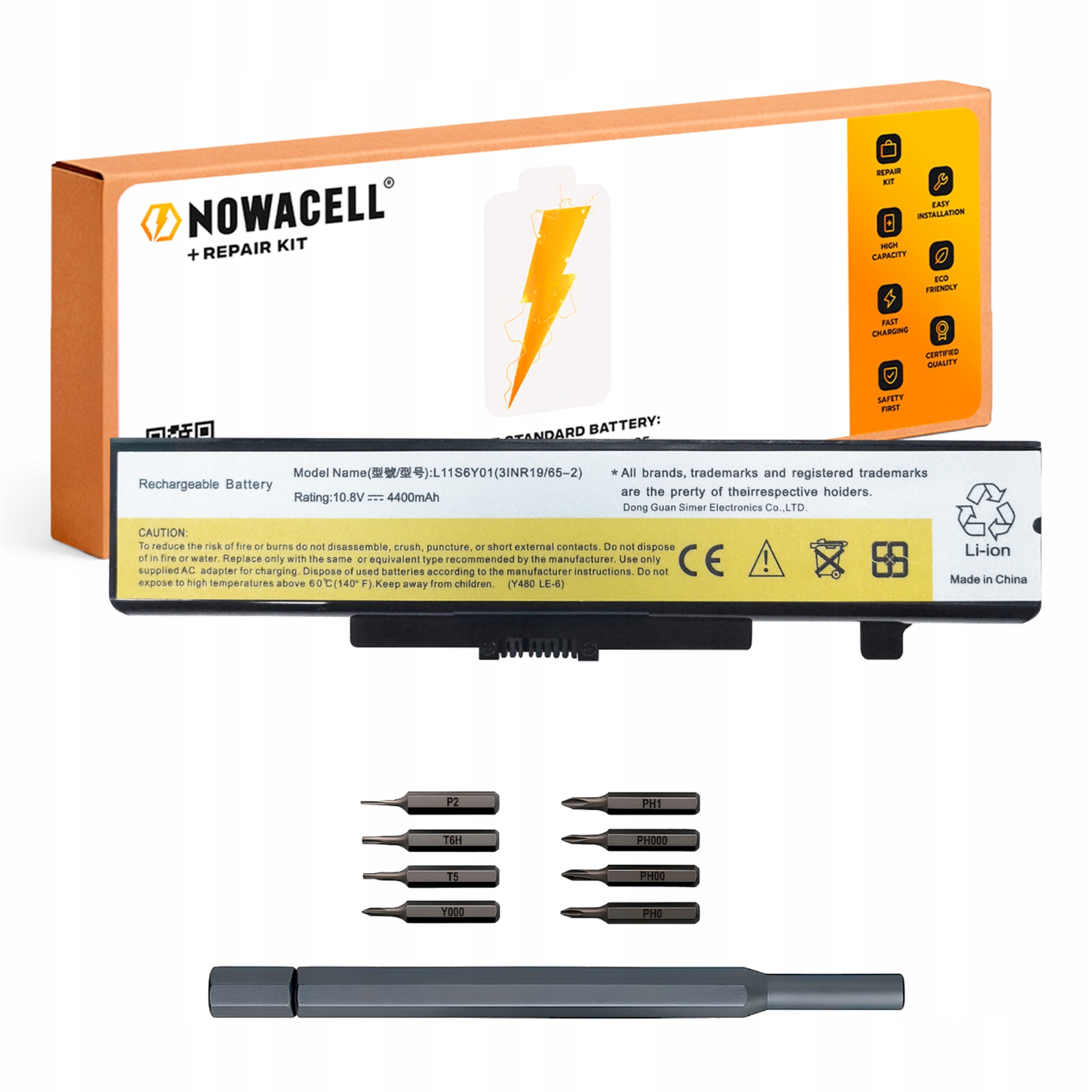 Baterie L11S6Y01 pro Lenovo Y480 Y580 G400 G480 G580 Z380 10,8V 4400 mAh