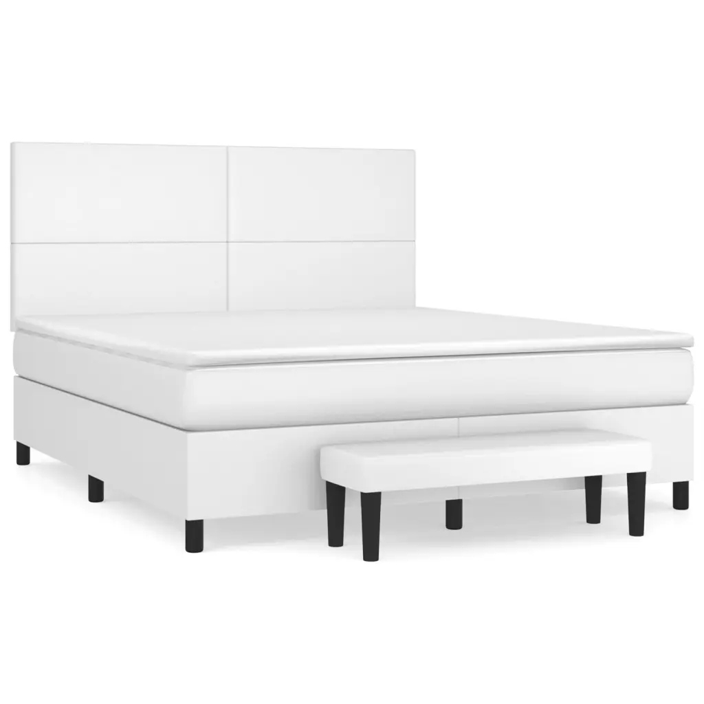 Kontinentální postel bílá 203 x 160 x 118/128 cm s matrací 160 x 200 x 20 cm