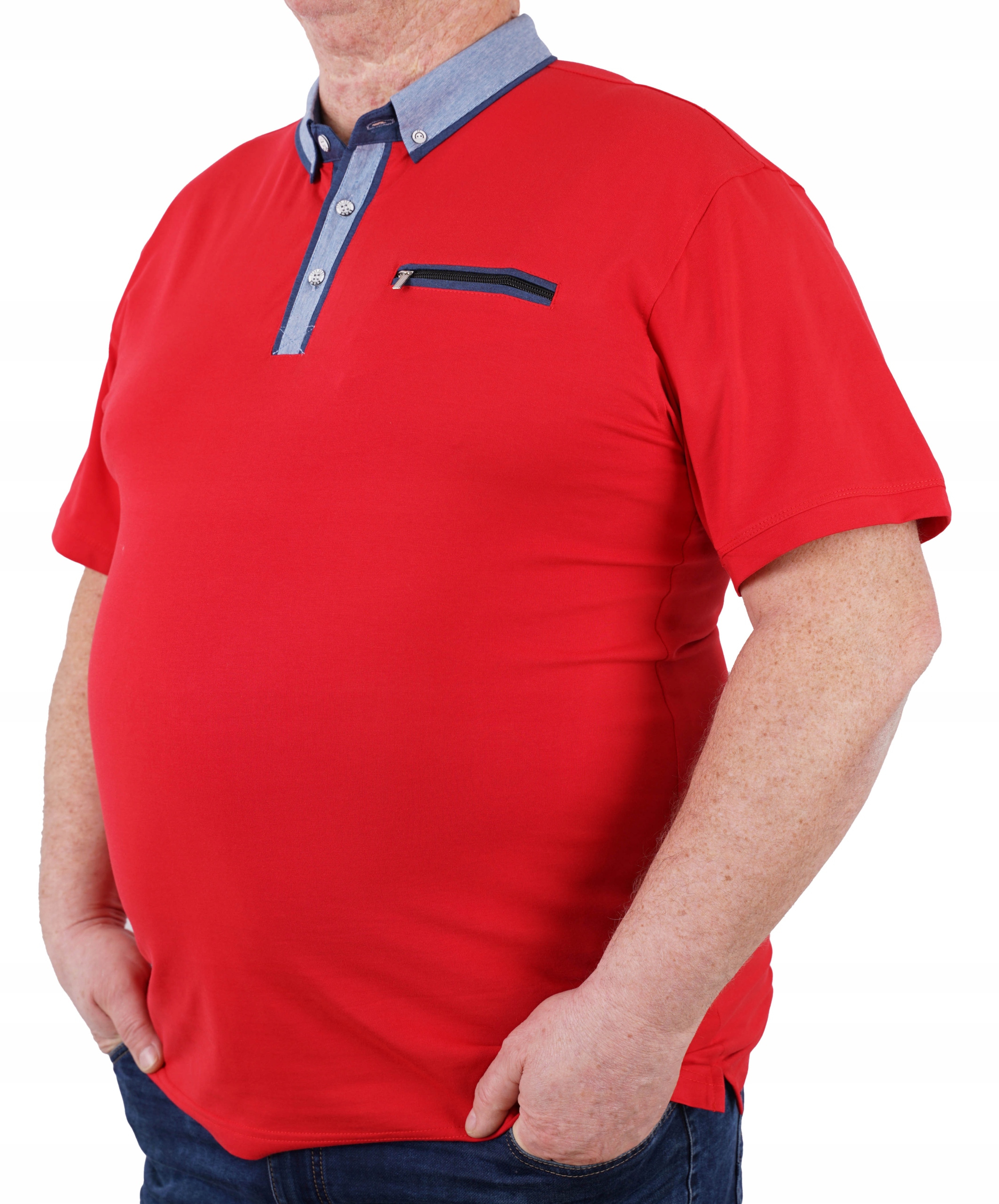 

T-shirt Polo Czerwony Duży Koszulka Kołnierzyk 4XL