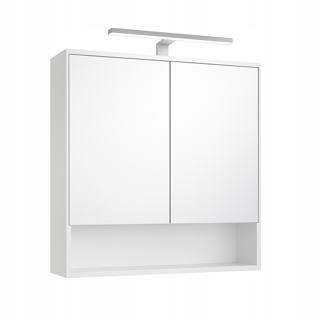 Koupelnová skříňka 80x65 cm Led bílá matná se zrcadlem závěsná s osvětlením