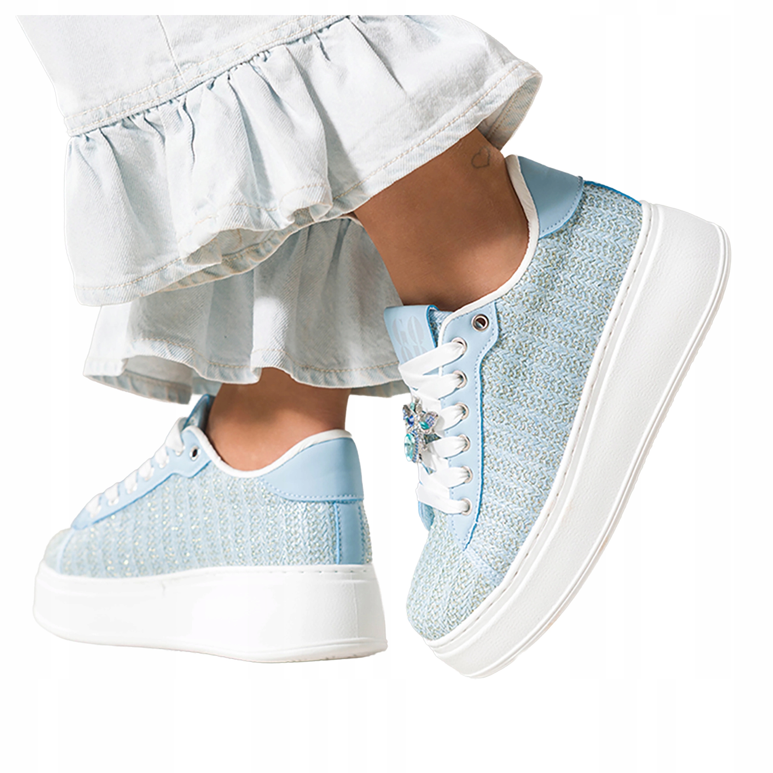 Modré Tenisky Dámské Šněrovací Platforma Pletené Sportovní vel. 41