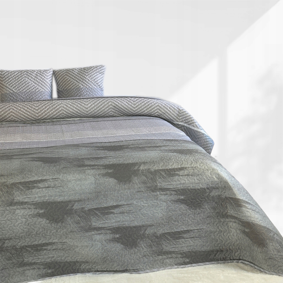 Oboustranný přehoz na postel Tavira Pléd Károvaný šedý 220x240 cm povlaky na polštáře