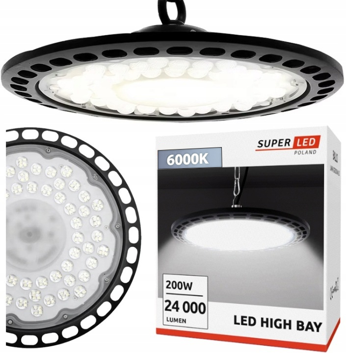 Lampa Przemysłowa Led High Bay Ufo 200W 24000lm IP65 6000K