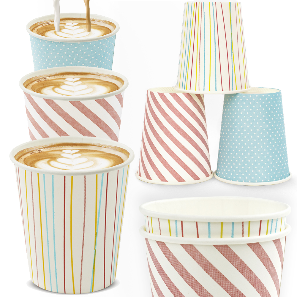 100x PAPIEROWE KUBKI 250ml PASTELOWE EKO