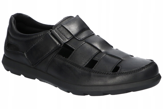 American Club CY142 Pevné Kožené Sandály Pánské Kožené Boty Černé 45