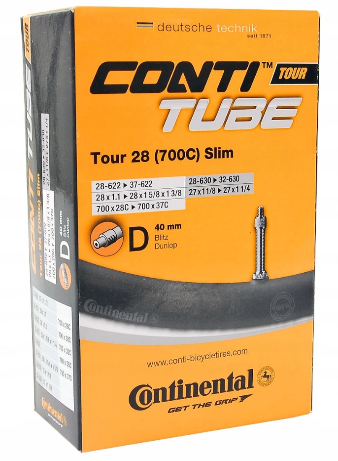 

Dętka Continental Tour 28 Slim wentyl 40mm dunlop
