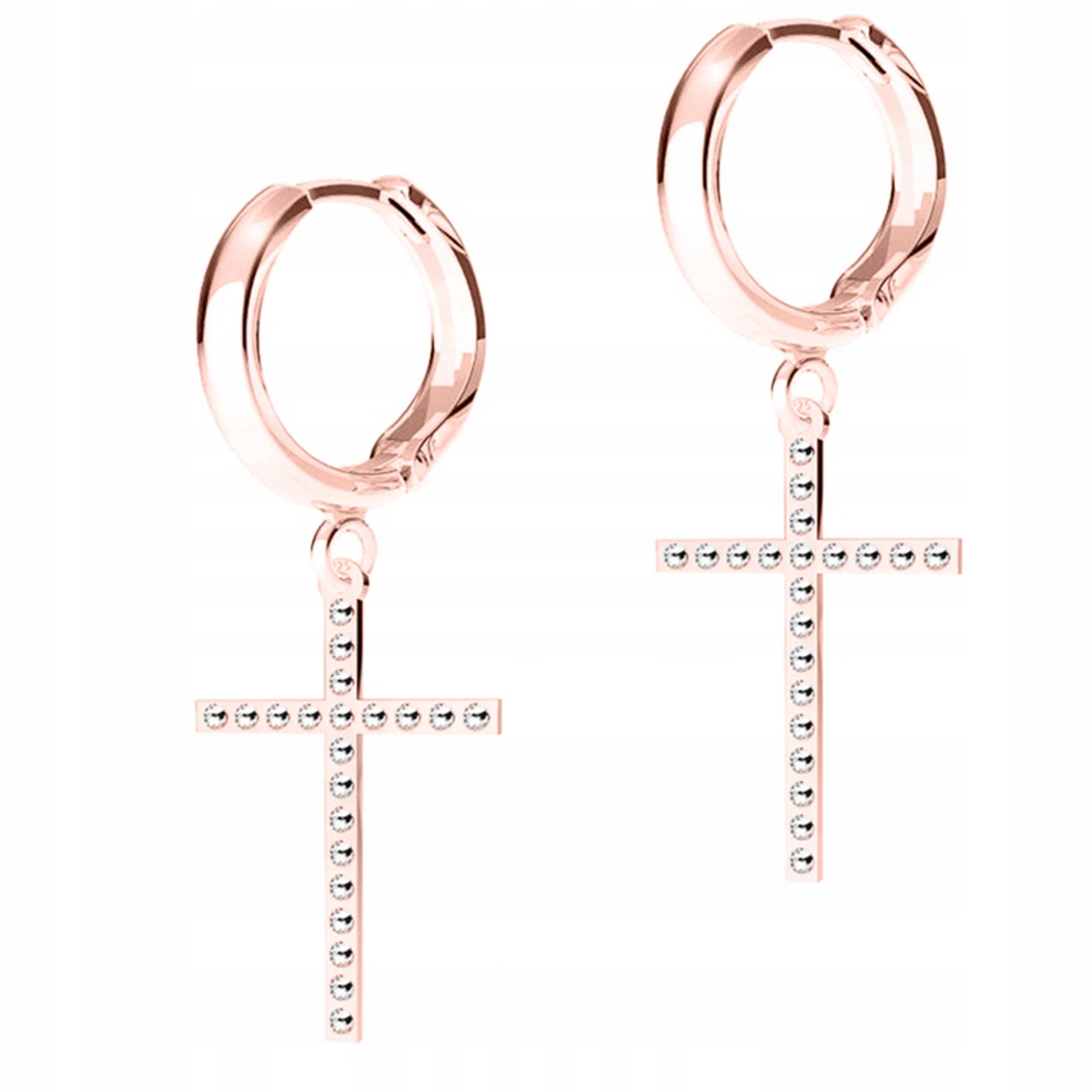 Náušnice Pozlacený křížek Cross Křížky se zirkony Stříbro 925