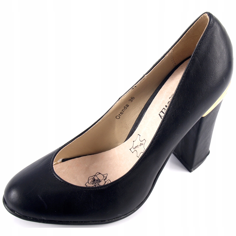 

Czółenka na obcasie słupku wkł.skóra wsuwane