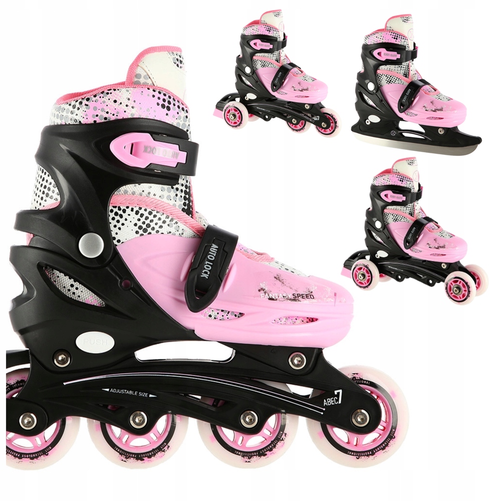 4v1 Brusle 2v1 Kolečkové Brusle Kolečkové Brusle Rekreační Brusle Na Led Nastavitelné pro dítě 35-38