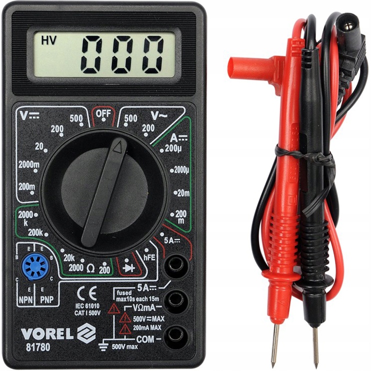

Vorel Uniwersalny Miernik Cyfrowy Multimetr LCD