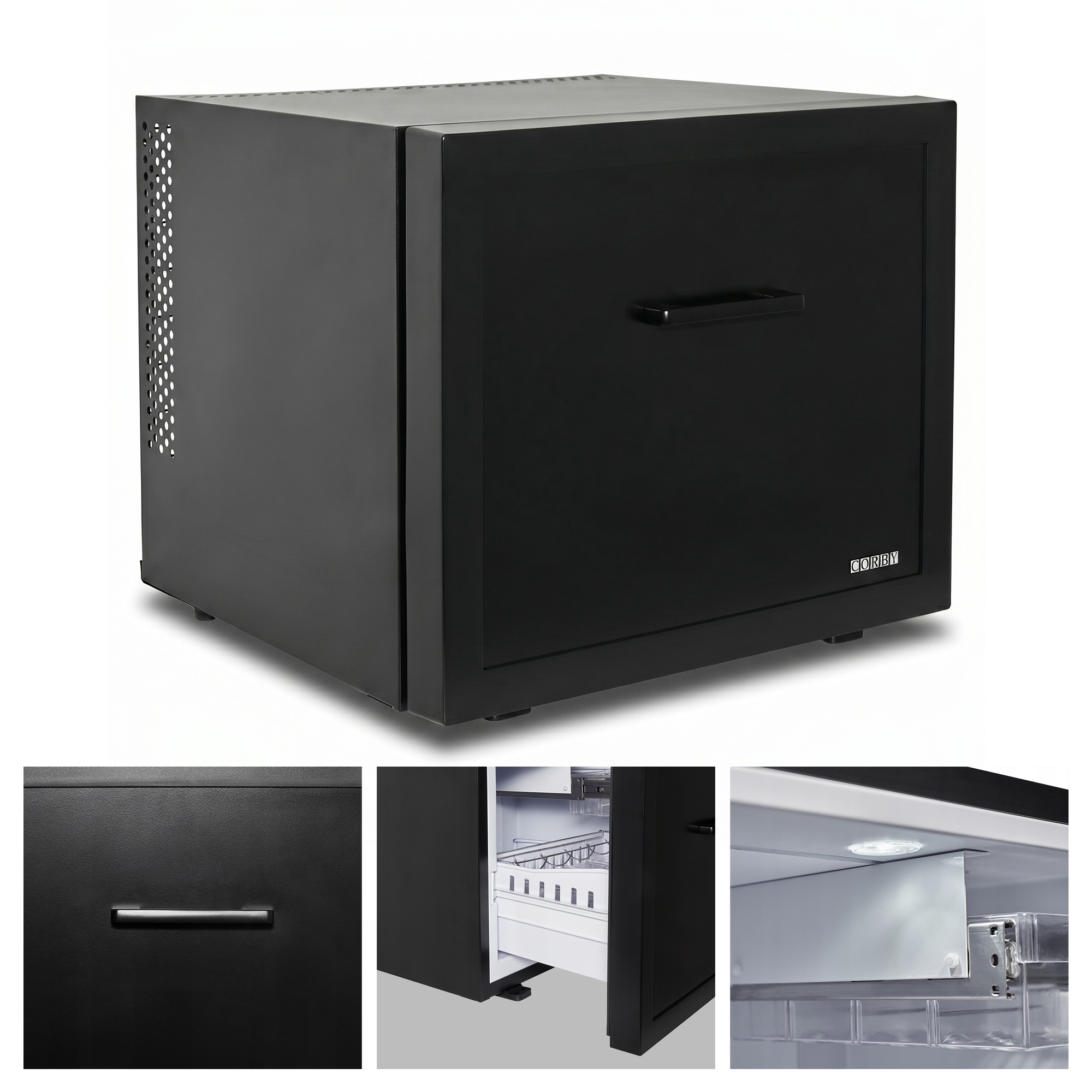 Minibar, zásuvkový, čierny, 45 l Corby Henley