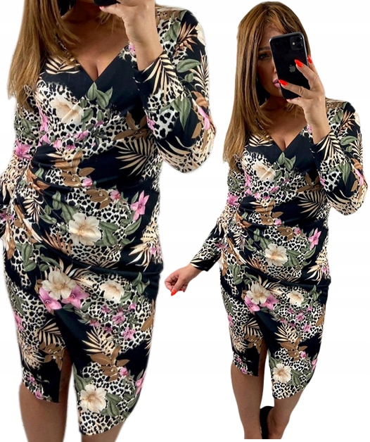 Šaty Midi Kopertová Elegantní Barvy řasení vel. 40