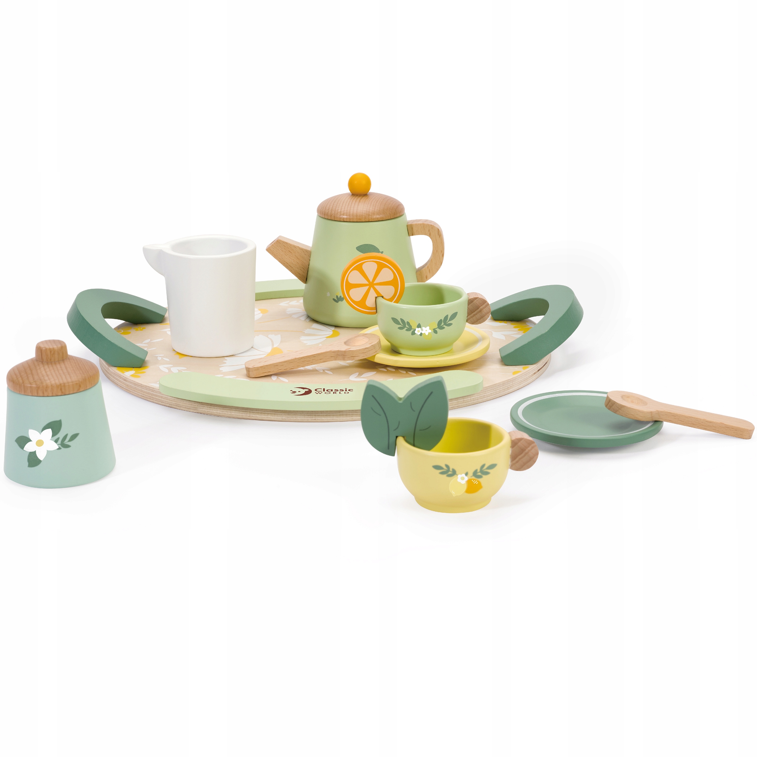 DREWNIANY SERWIS DO HERBATY KAWY DLA DZIECI LALEK VINTAGE XXL CLASSIC WORLD Materiał drewno
